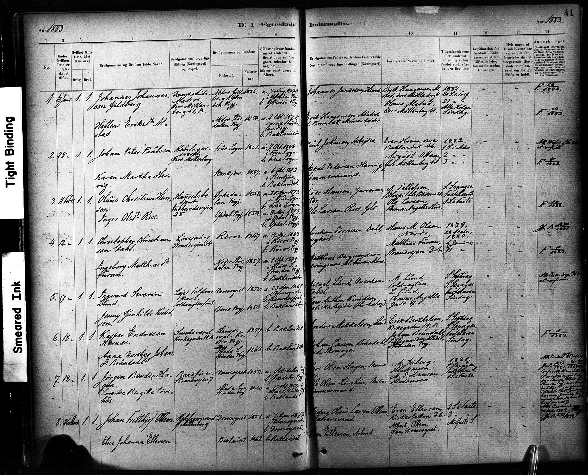 Ministerialprotokoller, klokkerbøker og fødselsregistre - Sør-Trøndelag, AV/SAT-A-1456/604/L0189: Parish register (official) no. 604A10, 1878-1892, p. 41