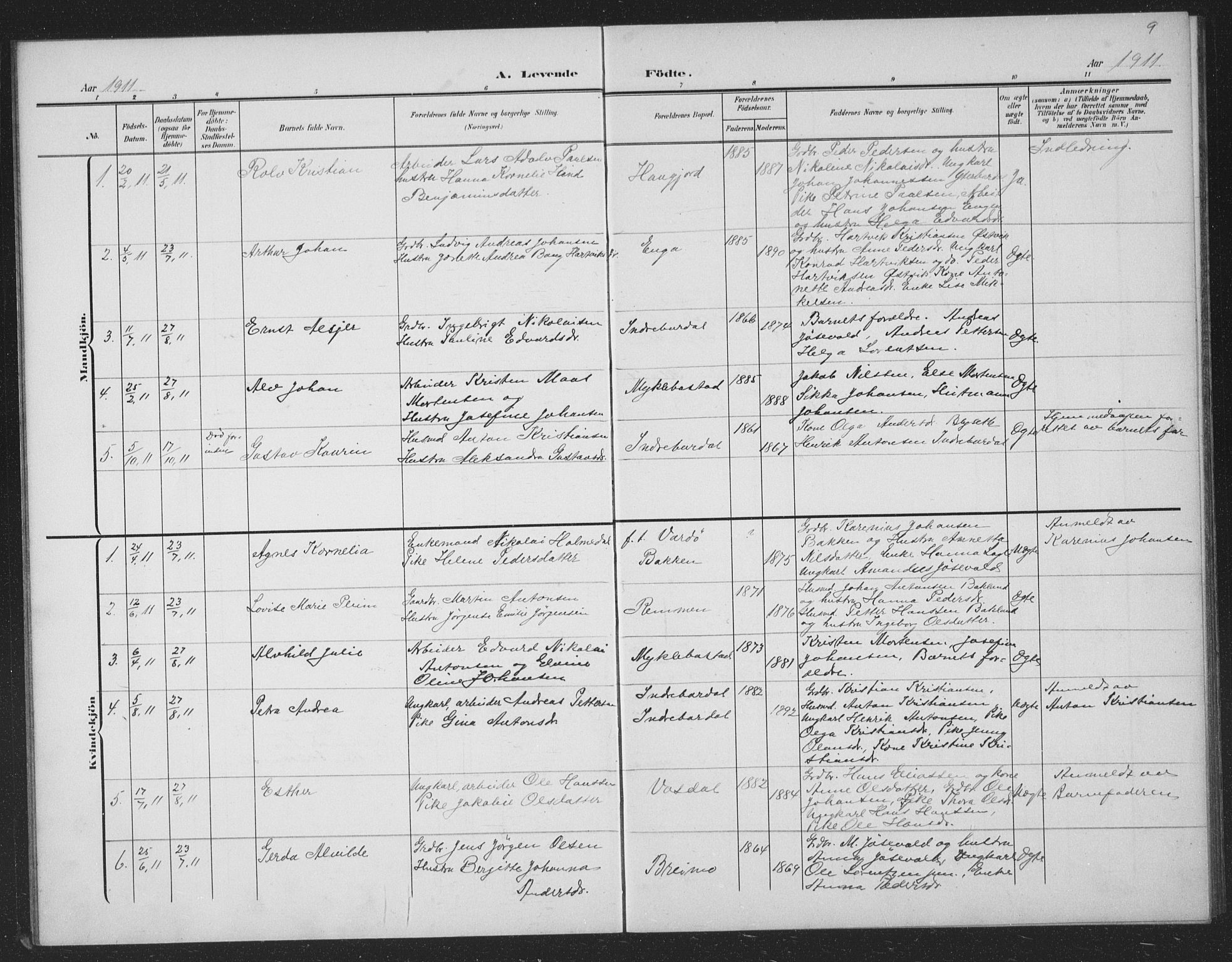 Ministerialprotokoller, klokkerbøker og fødselsregistre - Nordland, AV/SAT-A-1459/833/L0502: Parish register (copy) no. 833C01, 1906-1934, p. 9