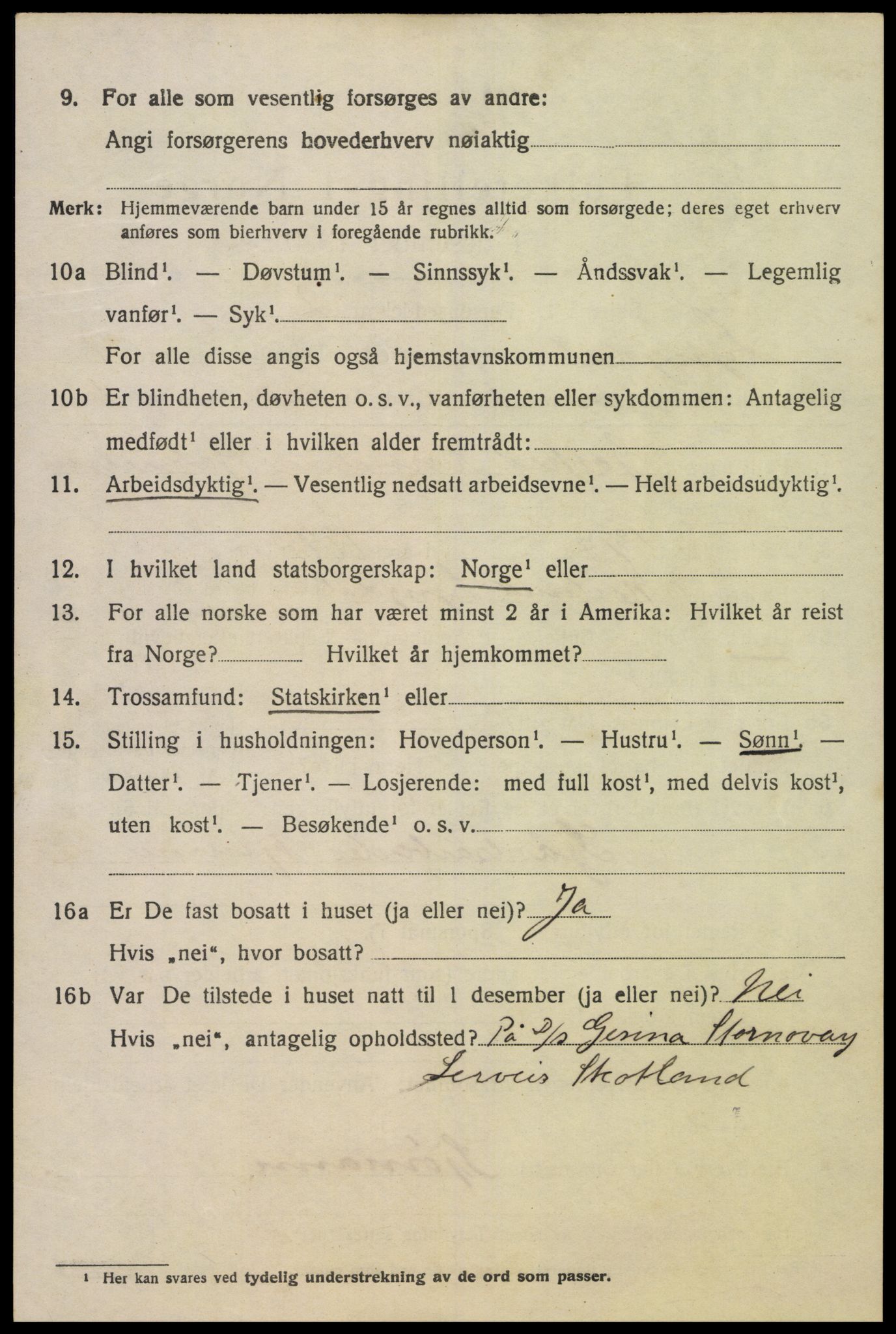 SAK, 1920 census for Lyngdal, 1920, p. 4626