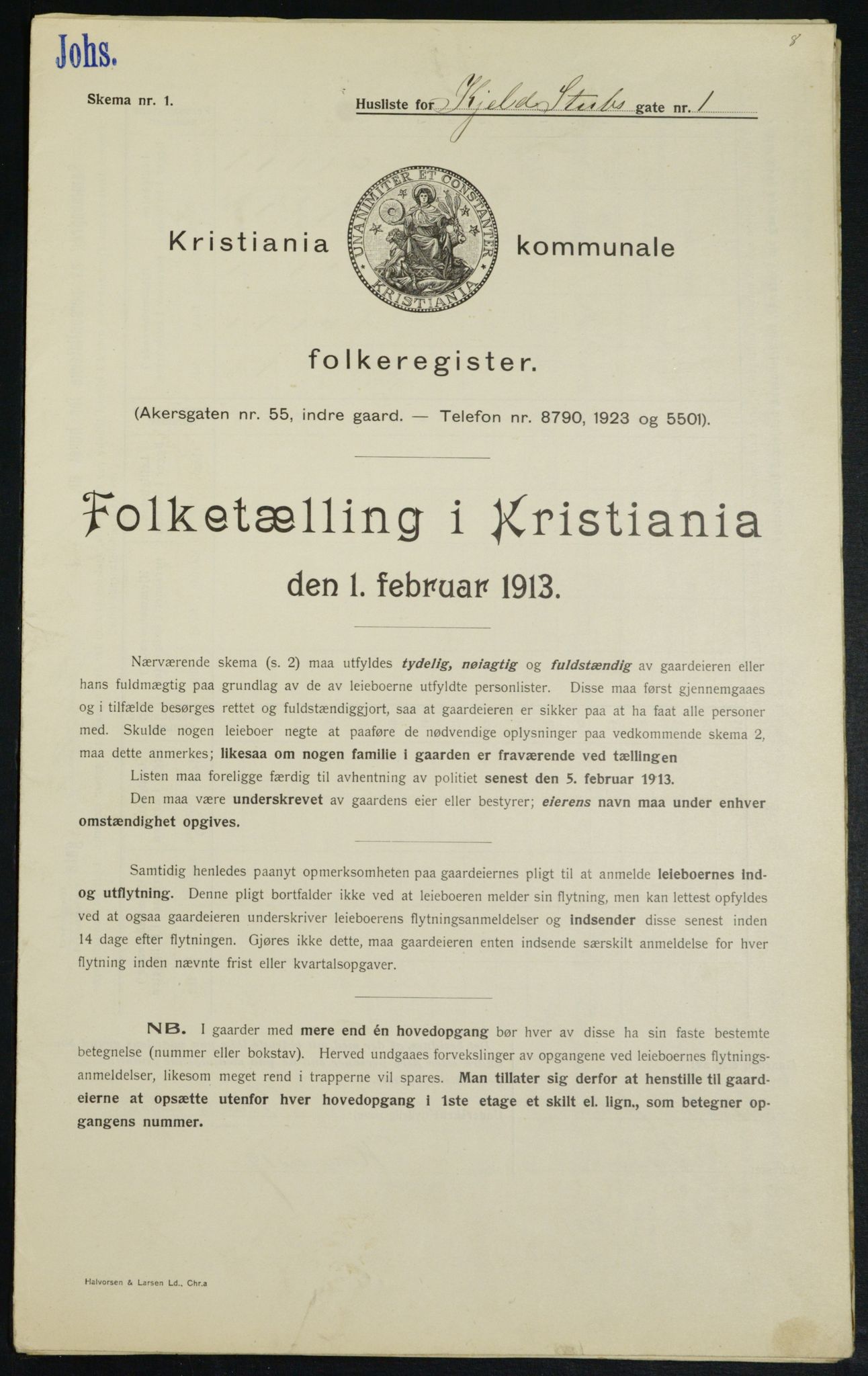 OBA, Municipal Census 1913 for Kristiania, 1913, p. 51203