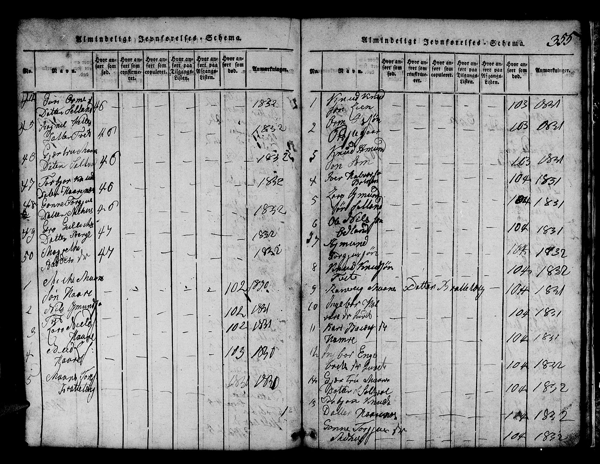 Røldal sokneprestembete, AV/SAB-A-100247: Parish register (copy) no. A 1, 1817-1860, p. 355