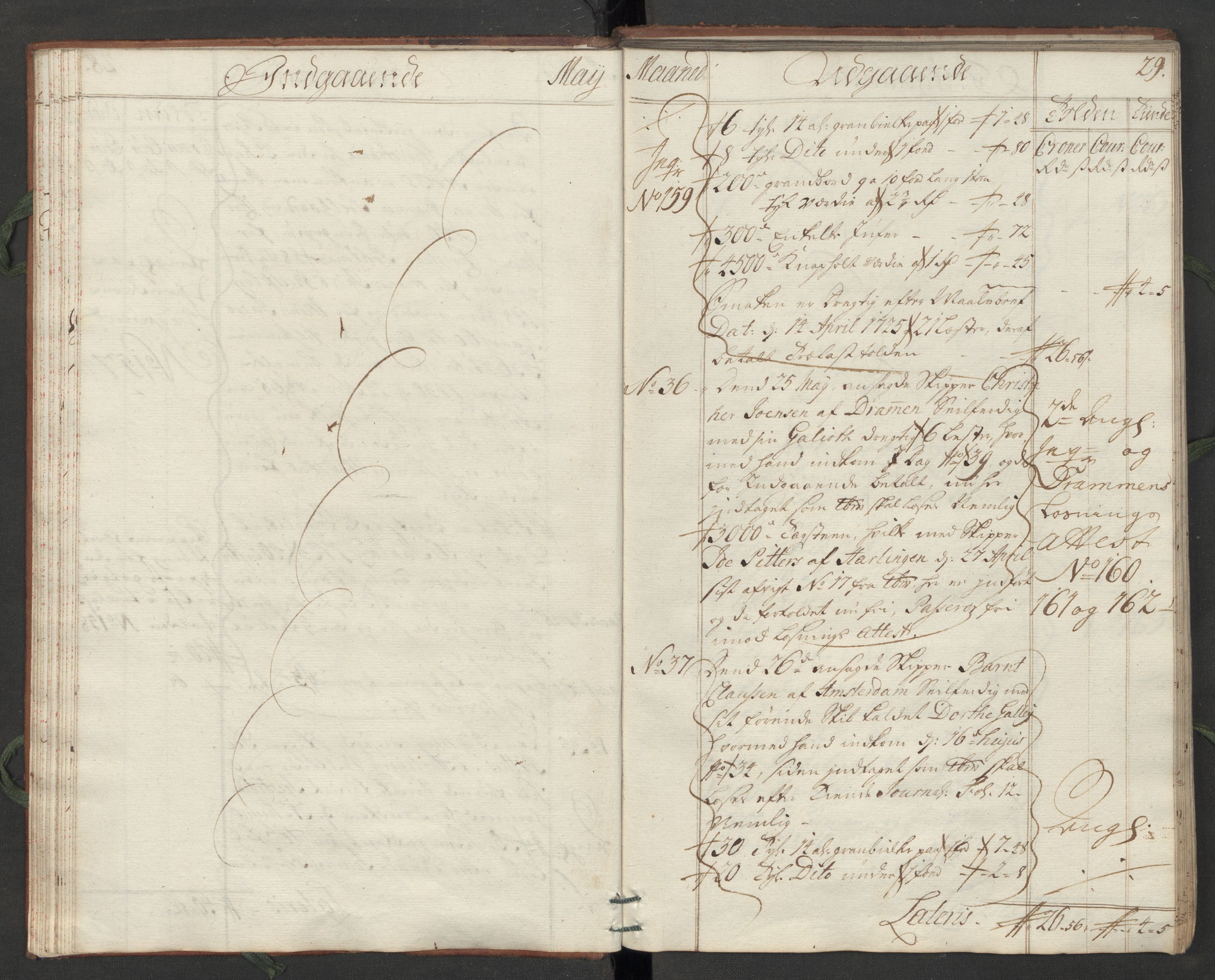 Generaltollkammeret, tollregnskaper, AV/RA-EA-5490/R07/L0009/0001: Tollregnskaper Sand / Hovedtollbok, 1731, p. 28b-29a