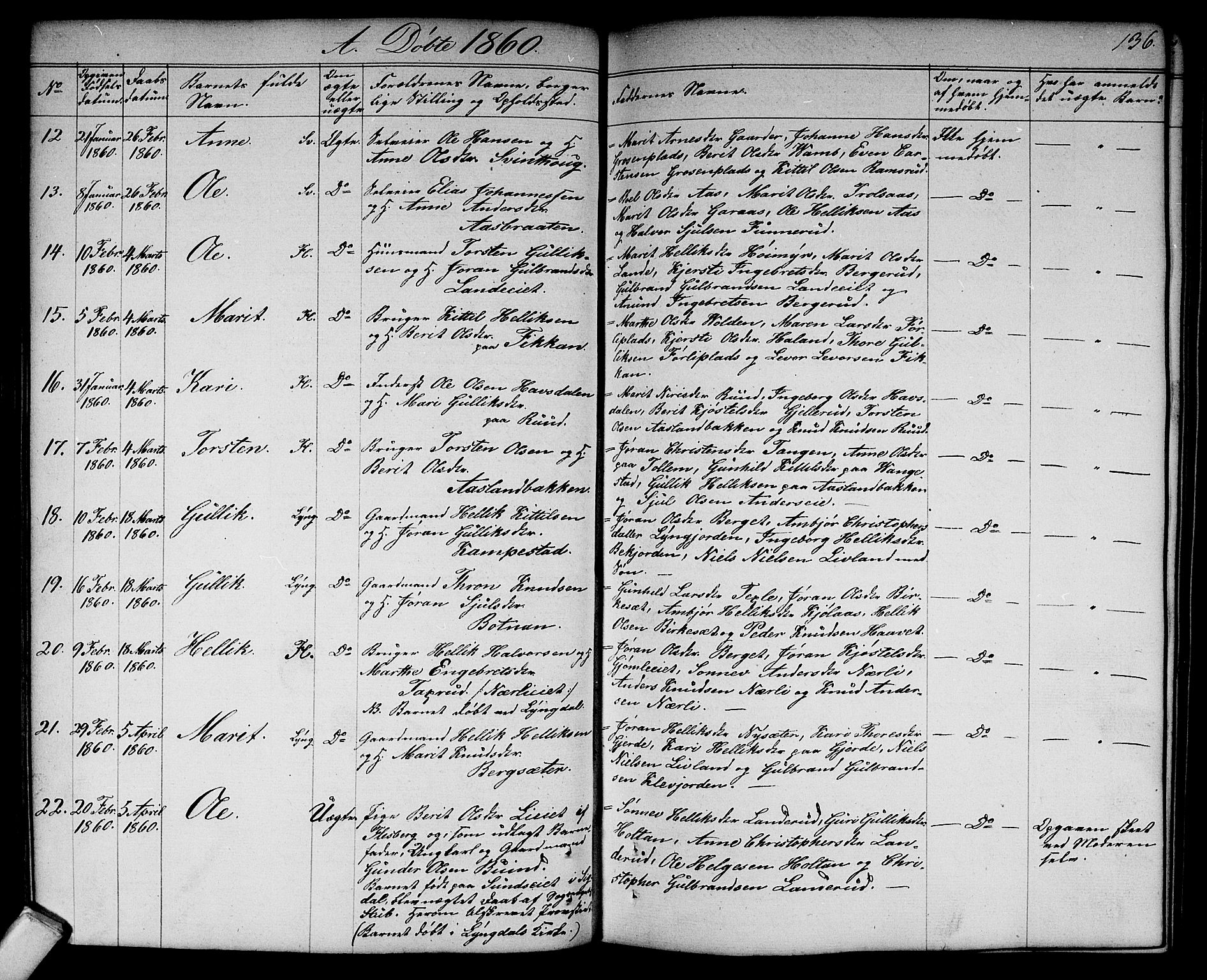 Flesberg kirkebøker, AV/SAKO-A-18/G/Ga/L0002: Parish register (copy) no. I 2, 1834-1860, p. 136