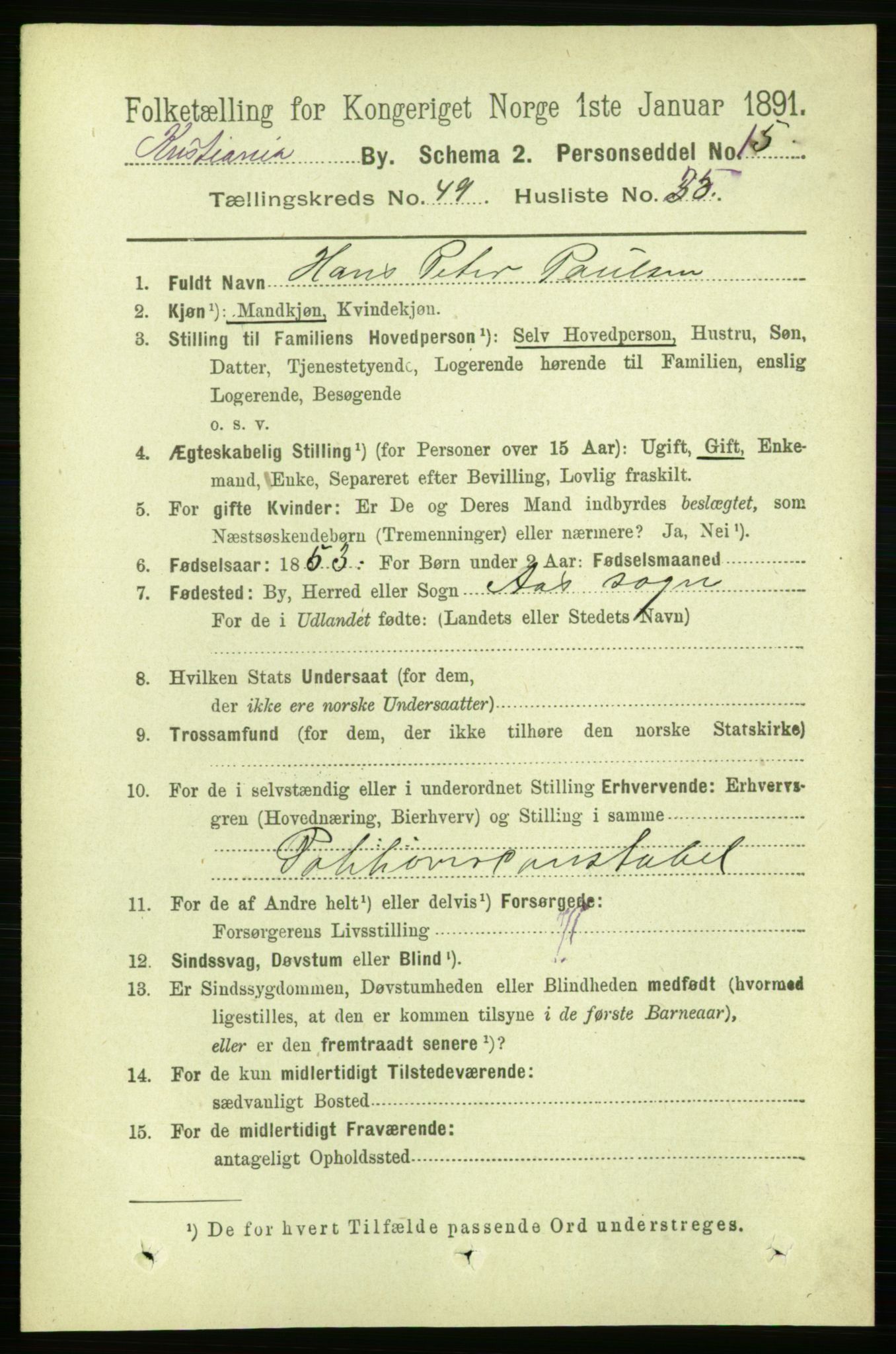 RA, 1891 census for 0301 Kristiania, 1891, p. 28845