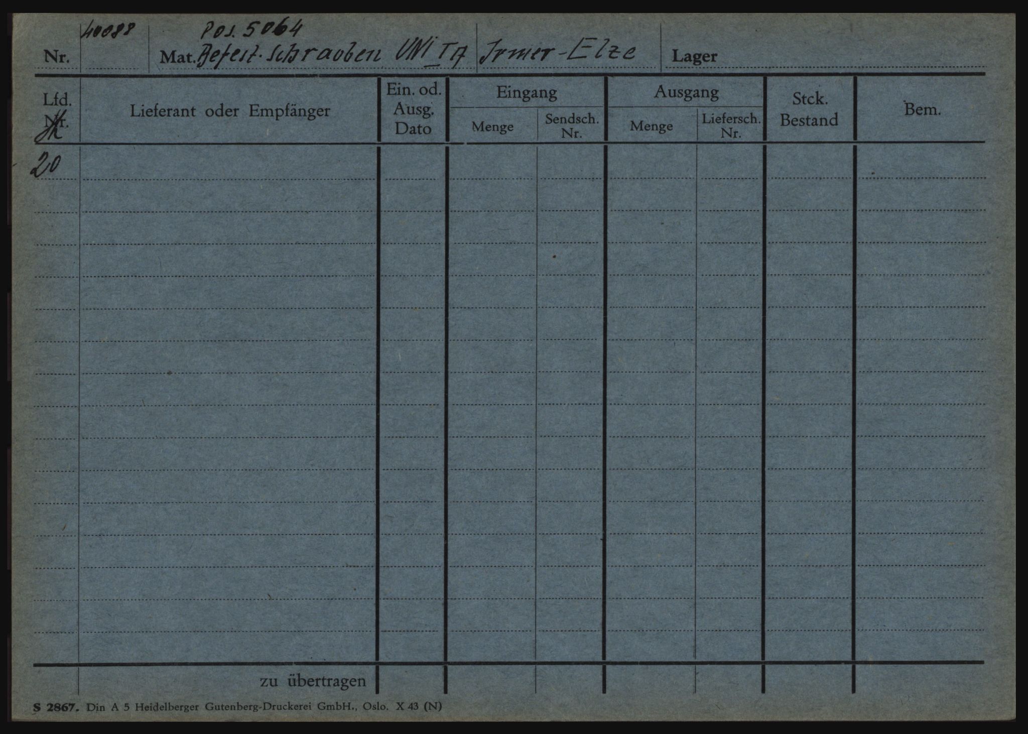 Tyske arkiver, Organisation Todt (OT), Einsatzgruppe Wiking, AV/RA-RAFA-2188/1/O/O12/L0002: Kartotek - Elektromaterial etc A-Z, 1940-1945, p. 38