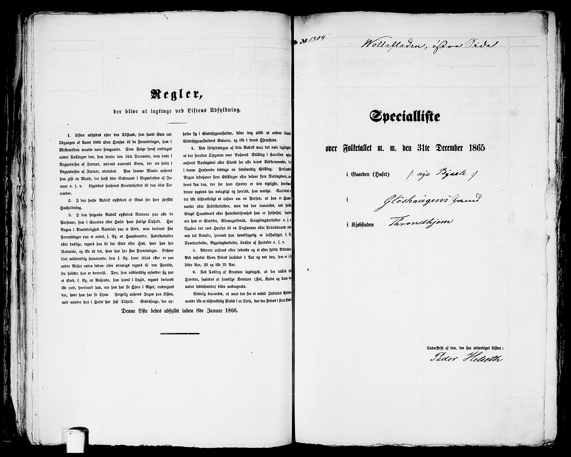 RA, 1865 census for Trondheim, 1865, p. 2707