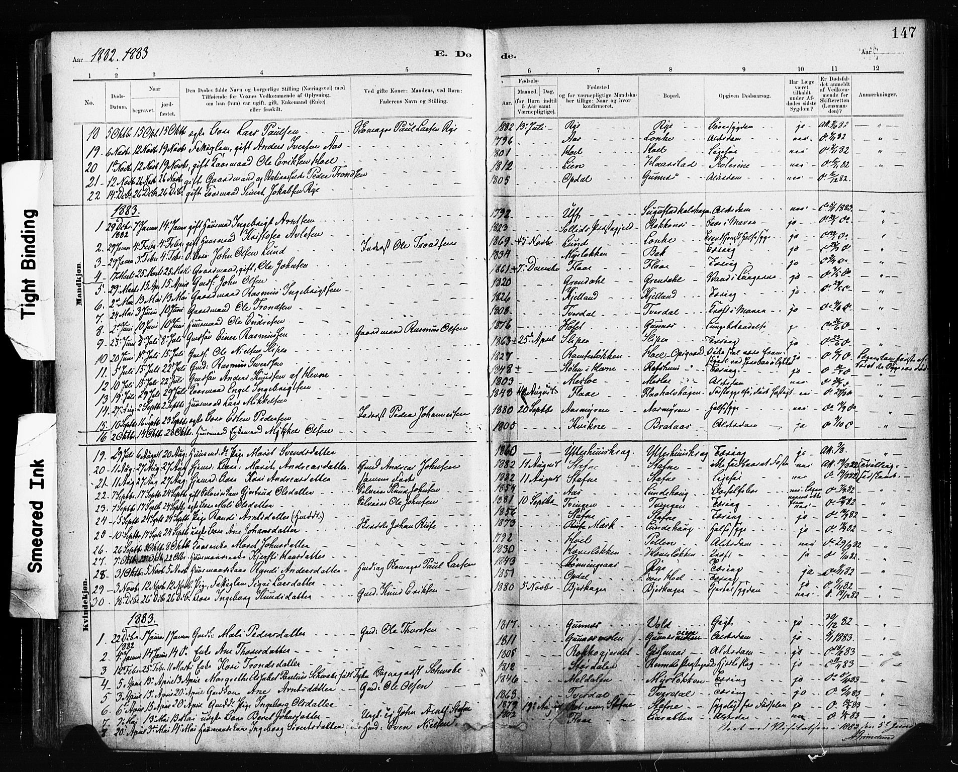 Ministerialprotokoller, klokkerbøker og fødselsregistre - Sør-Trøndelag, SAT/A-1456/674/L0871: Parish register (official) no. 674A03, 1880-1896, p. 147