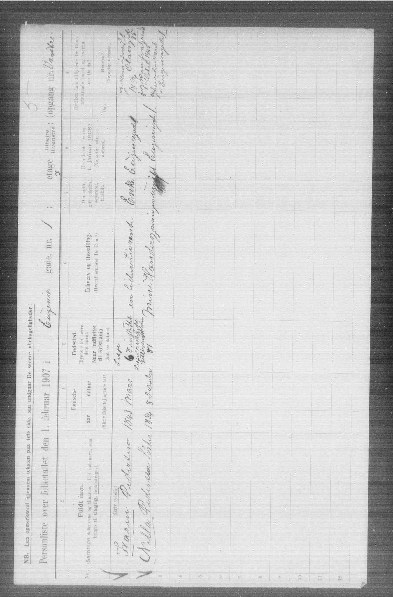 OBA, Municipal Census 1907 for Kristiania, 1907, p. 11431