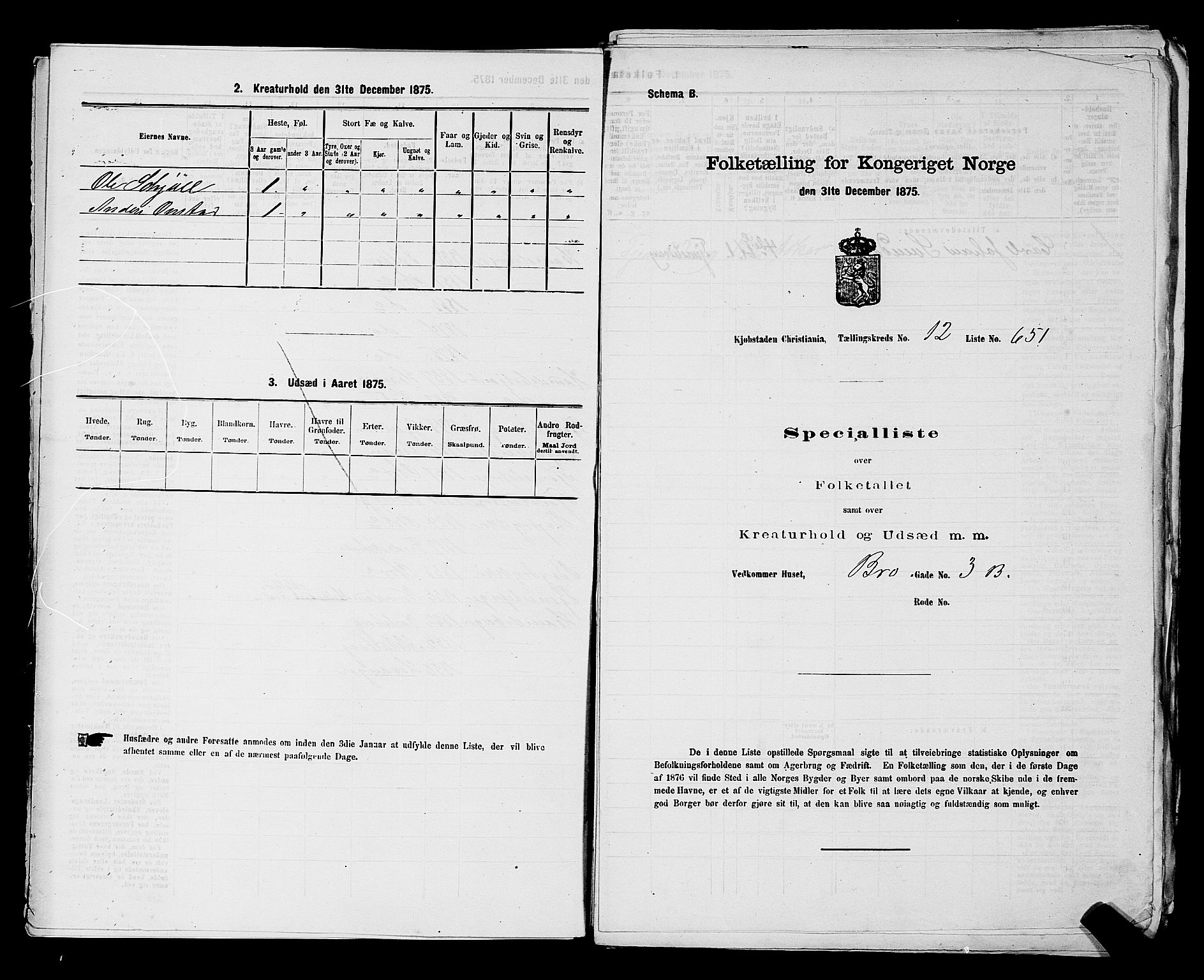 RA, 1875 census for 0301 Kristiania, 1875, p. 2007