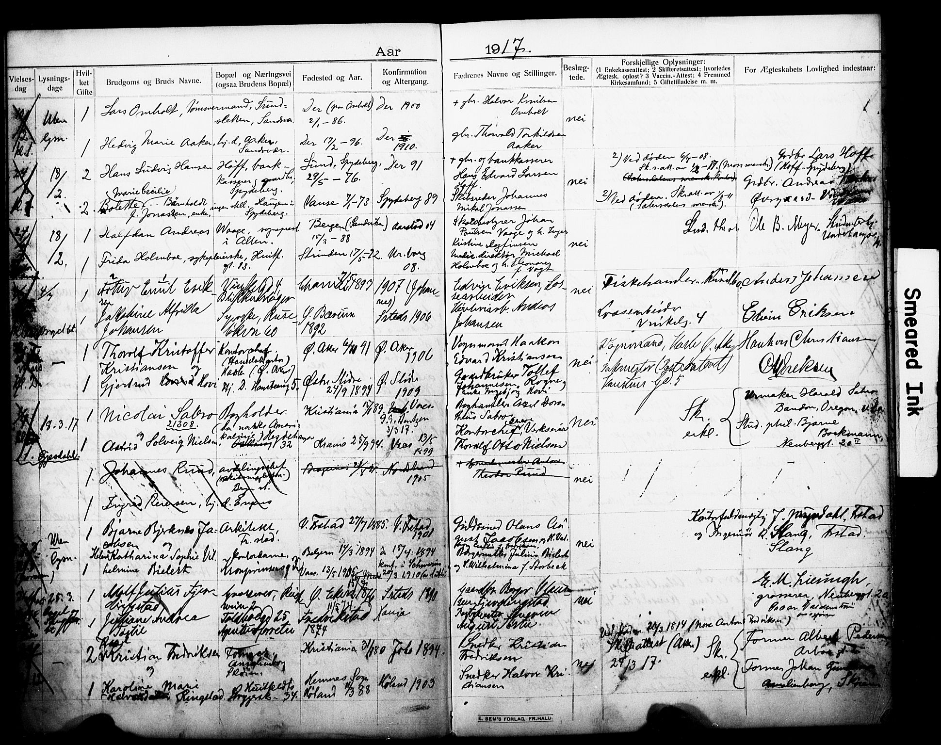 Johannes prestekontor Kirkebøker, AV/SAO-A-10852/H/Ha/L0005: Banns register no. 5, 1912-1930