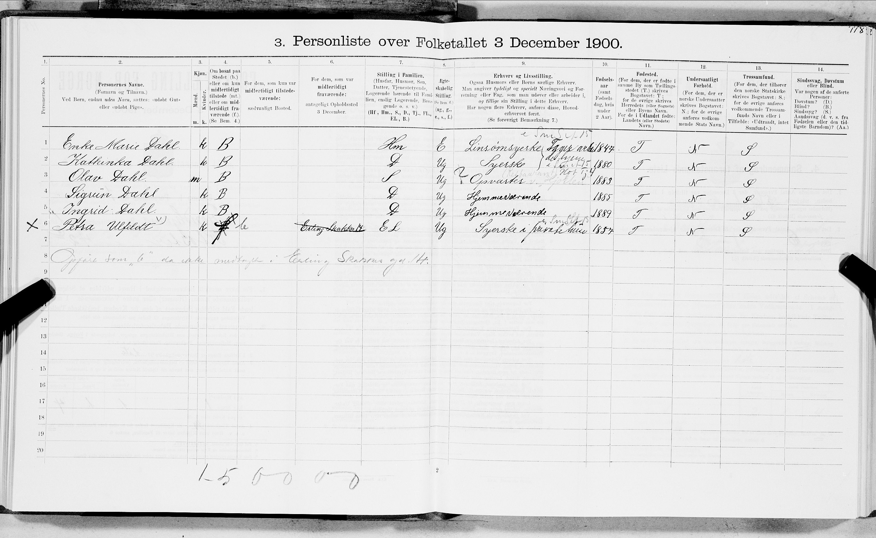 SAT, 1900 census for Trondheim, 1900, p. 290