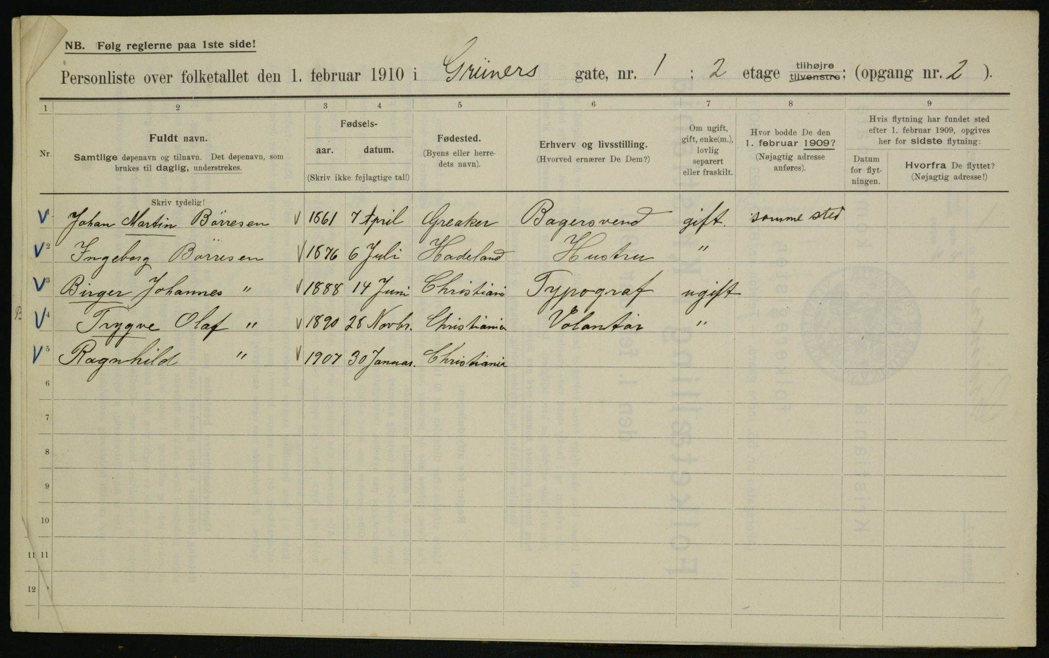 OBA, Municipal Census 1910 for Kristiania, 1910, p. 29366