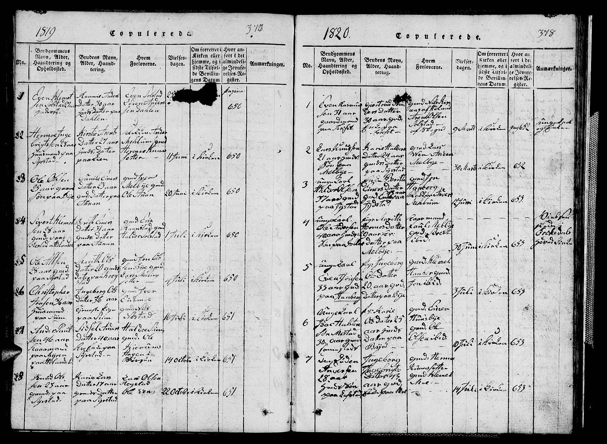 Ministerialprotokoller, klokkerbøker og fødselsregistre - Sør-Trøndelag, SAT/A-1456/667/L0796: Parish register (copy) no. 667C01, 1817-1836, p. 377-378