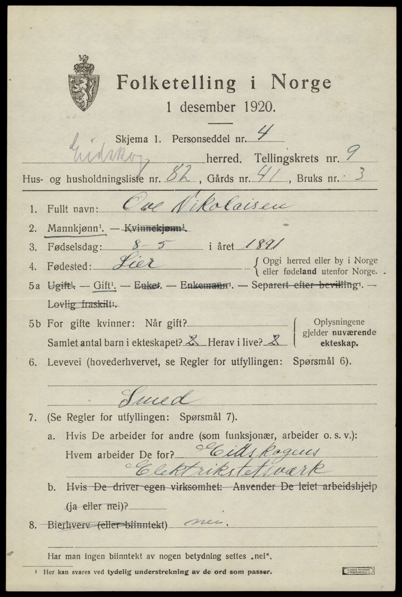 SAH, 1920 census for Eidskog, 1920, p. 11115