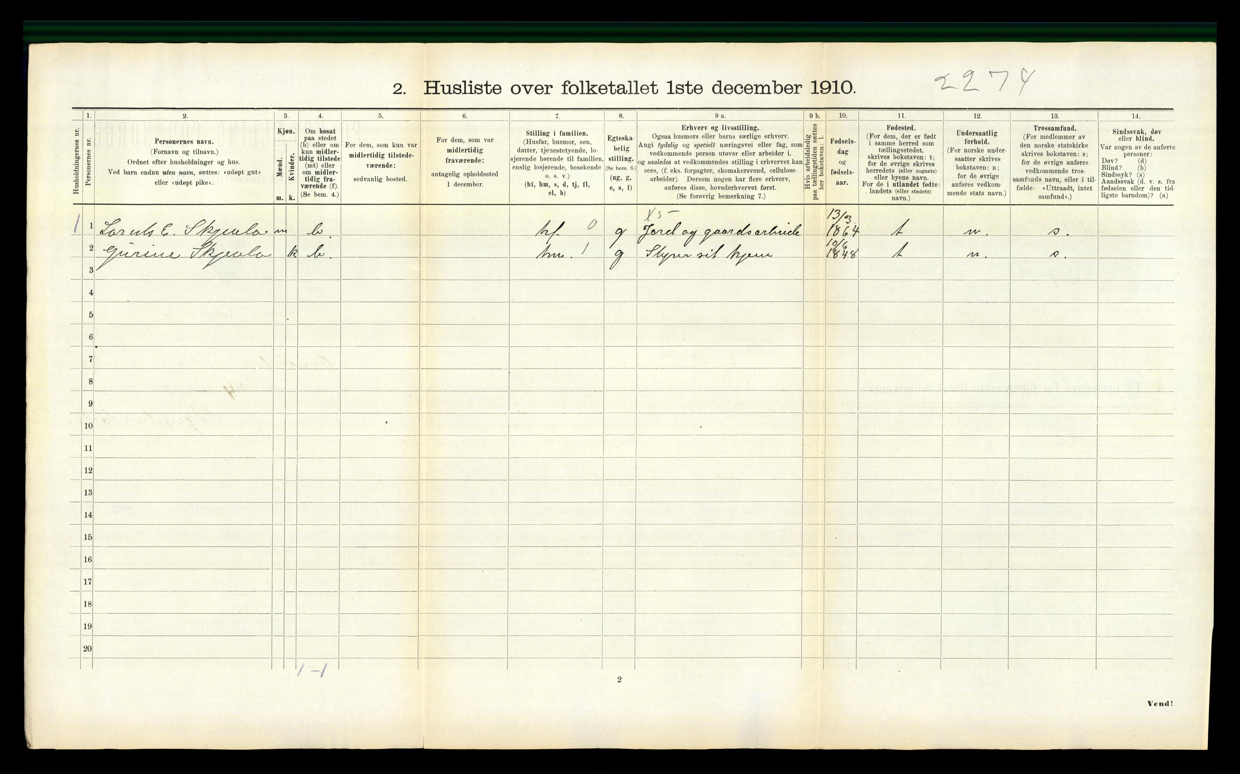 RA, 1910 census for Ogndal, 1910, p. 231