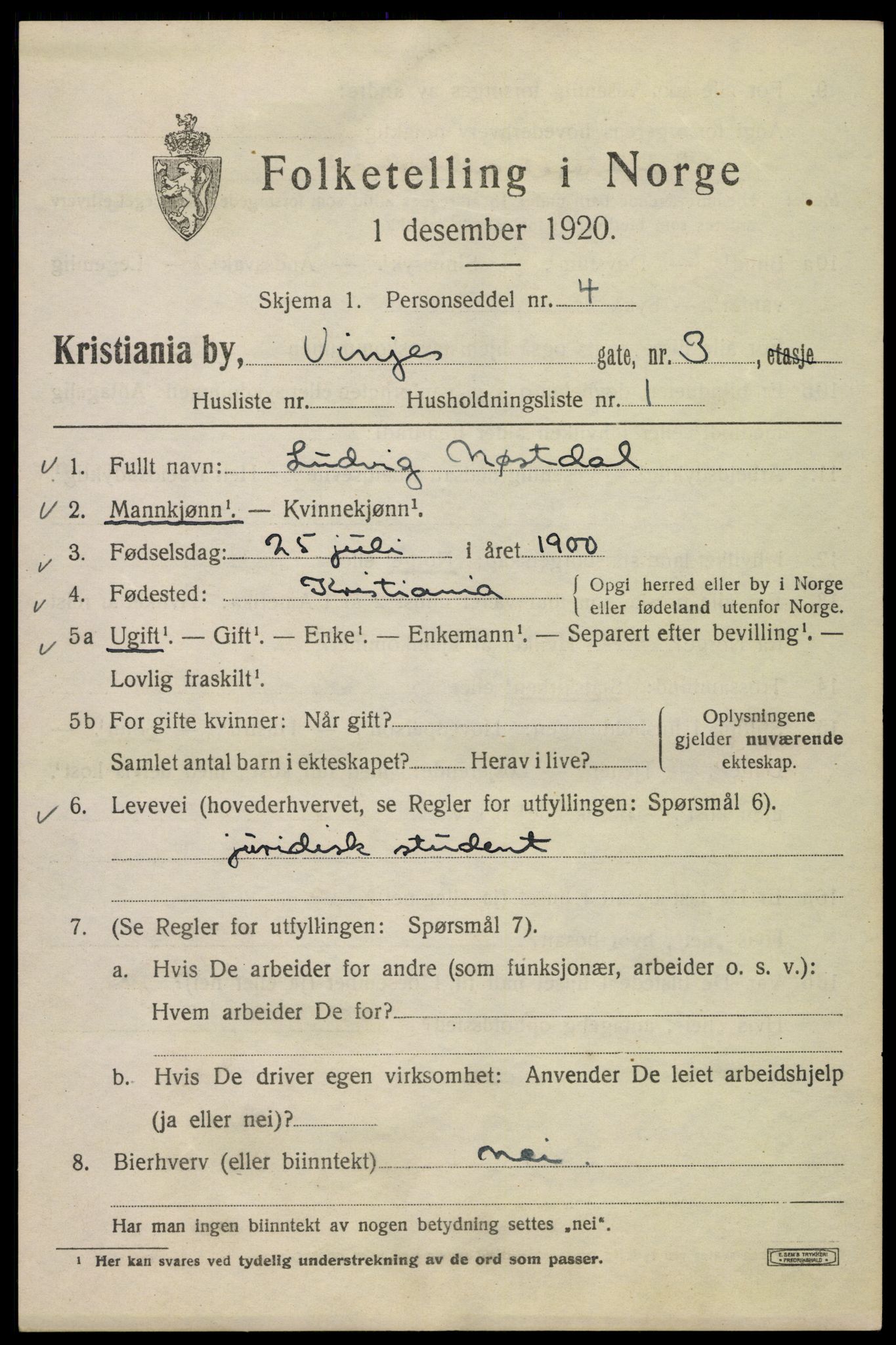 SAO, 1920 census for Kristiania, 1920, p. 636787