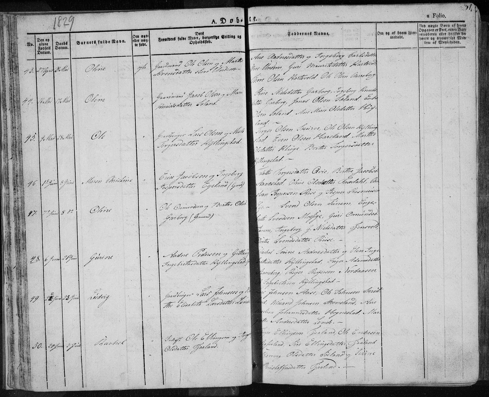 Lye sokneprestkontor, AV/SAST-A-101794/001/30BA/L0004: Parish register (official) no. A 4, 1826-1841, p. 31