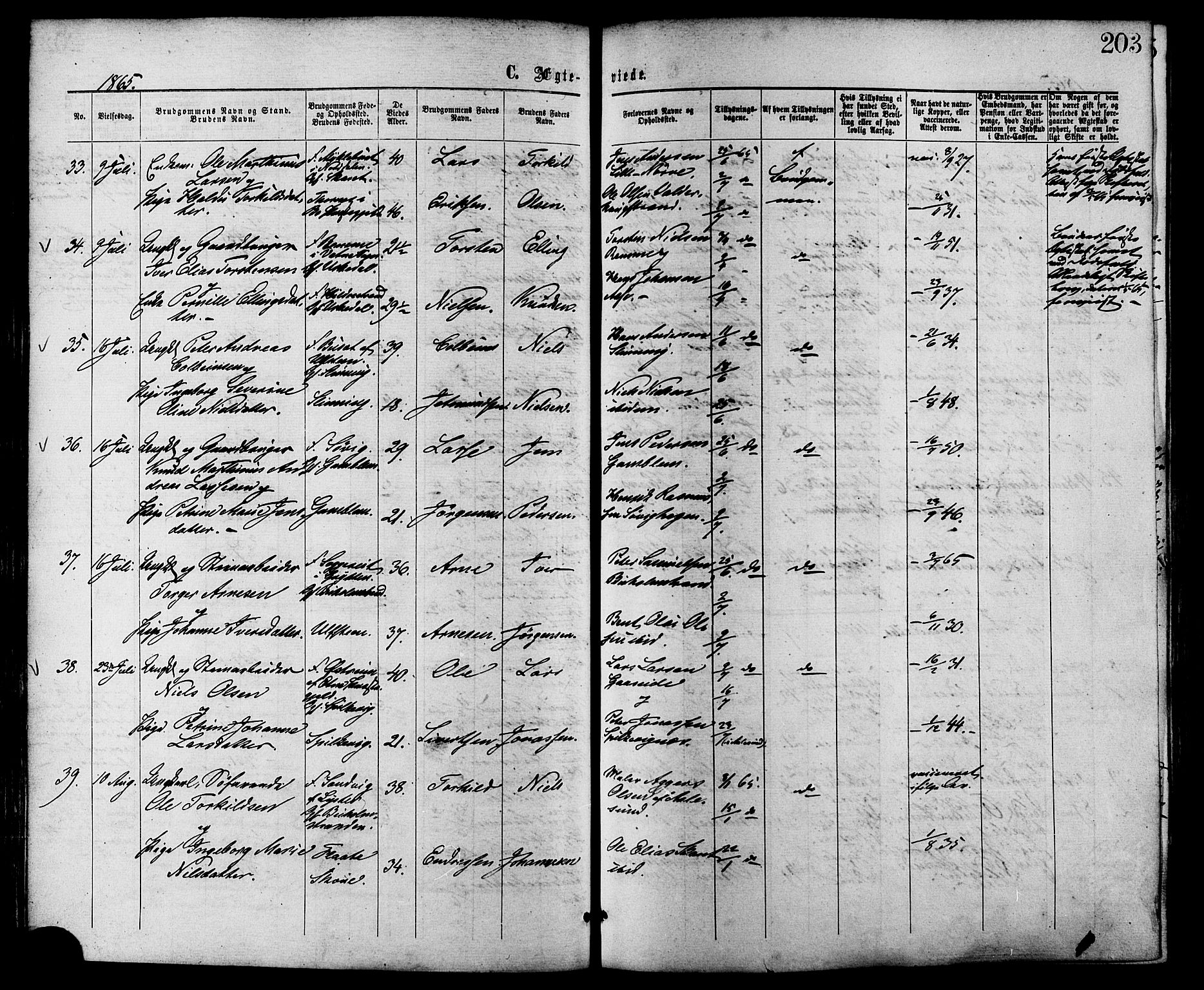 Ministerialprotokoller, klokkerbøker og fødselsregistre - Møre og Romsdal, AV/SAT-A-1454/528/L0399: Parish register (official) no. 528A10, 1864-1879, p. 203