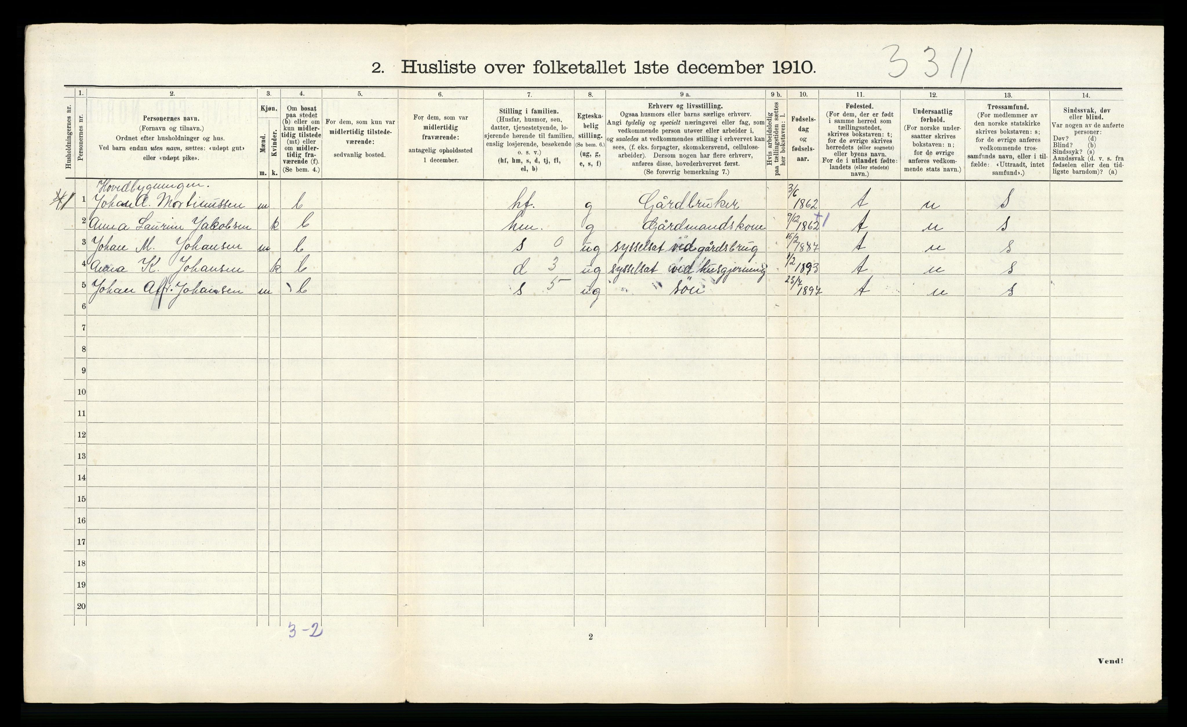 RA, 1910 census for Lensvik, 1910, p. 314