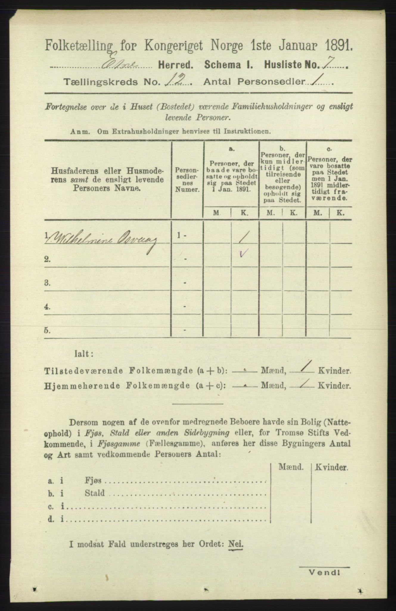 RA, 1891 census for 1211 Etne, 1891, p. 2534