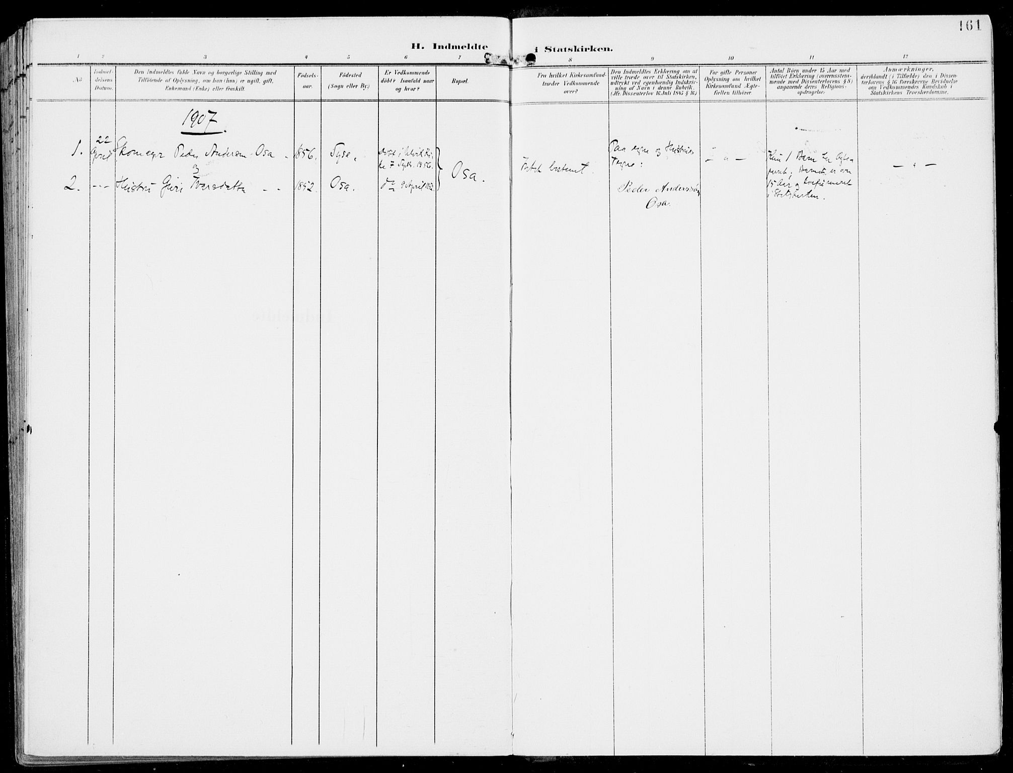Ulvik sokneprestembete, AV/SAB-A-78801/H/Haa: Parish register (official) no. B  2, 1898-1924, p. 161