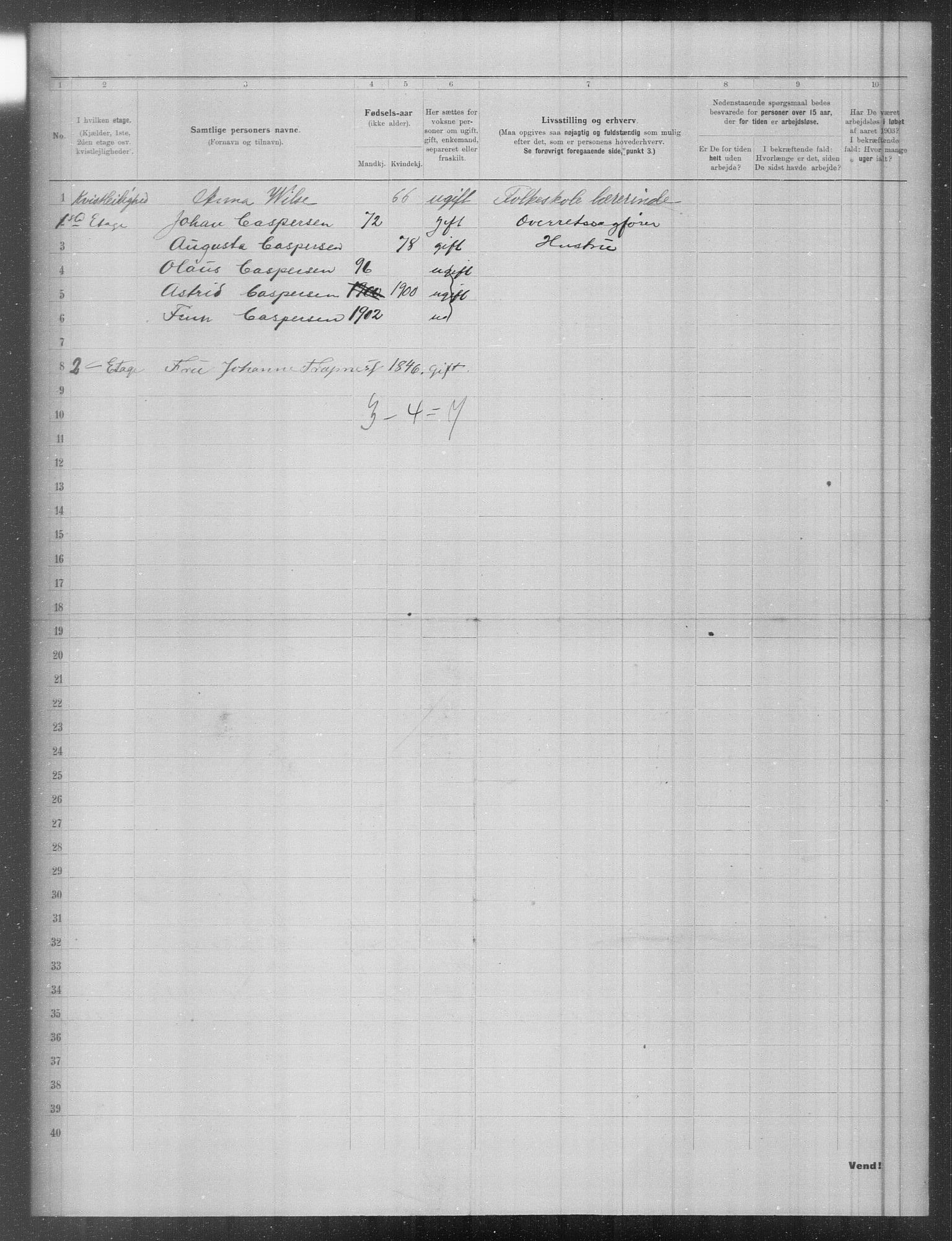 OBA, Municipal Census 1903 for Kristiania, 1903, p. 3618