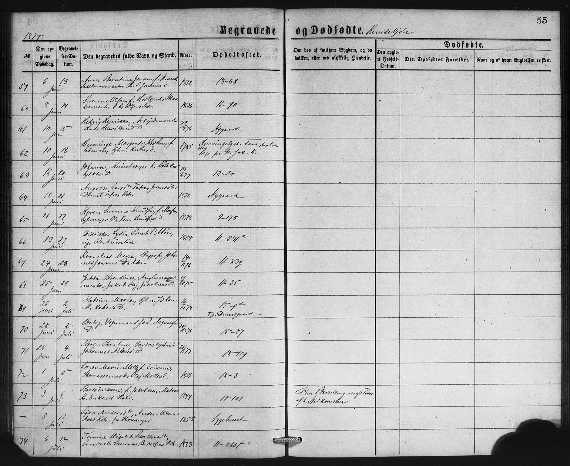 Domkirken sokneprestembete, SAB/A-74801/H/Haa: Parish register (official) no. E 4, 1877-1881, p. 55