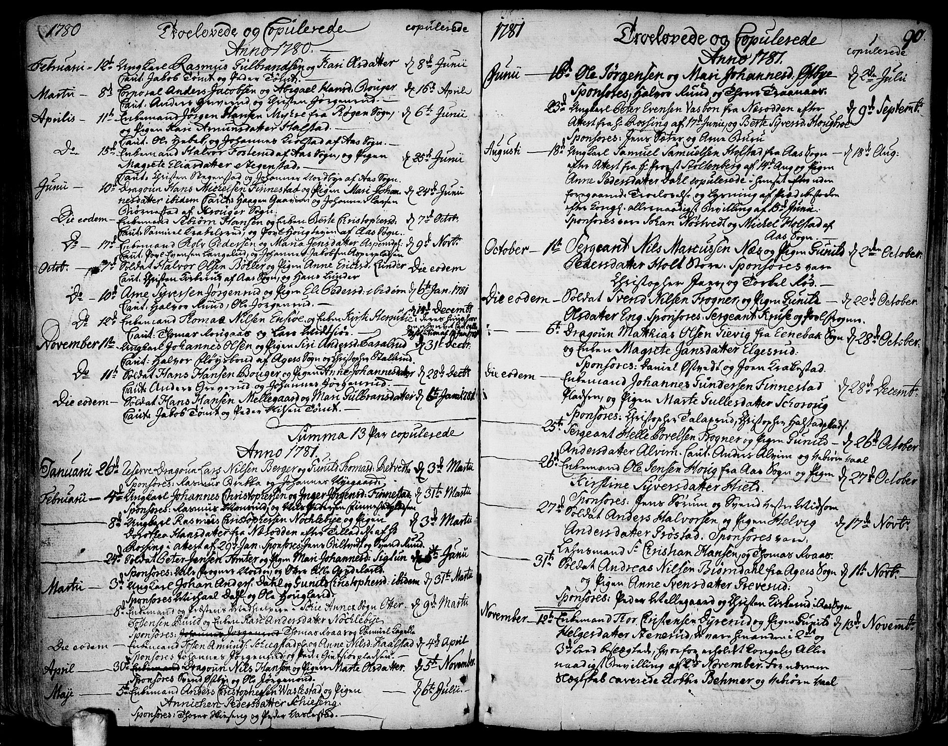 Kråkstad prestekontor Kirkebøker, SAO/A-10125a/F/Fa/L0001: Parish register (official) no. I 1, 1736-1785, p. 90