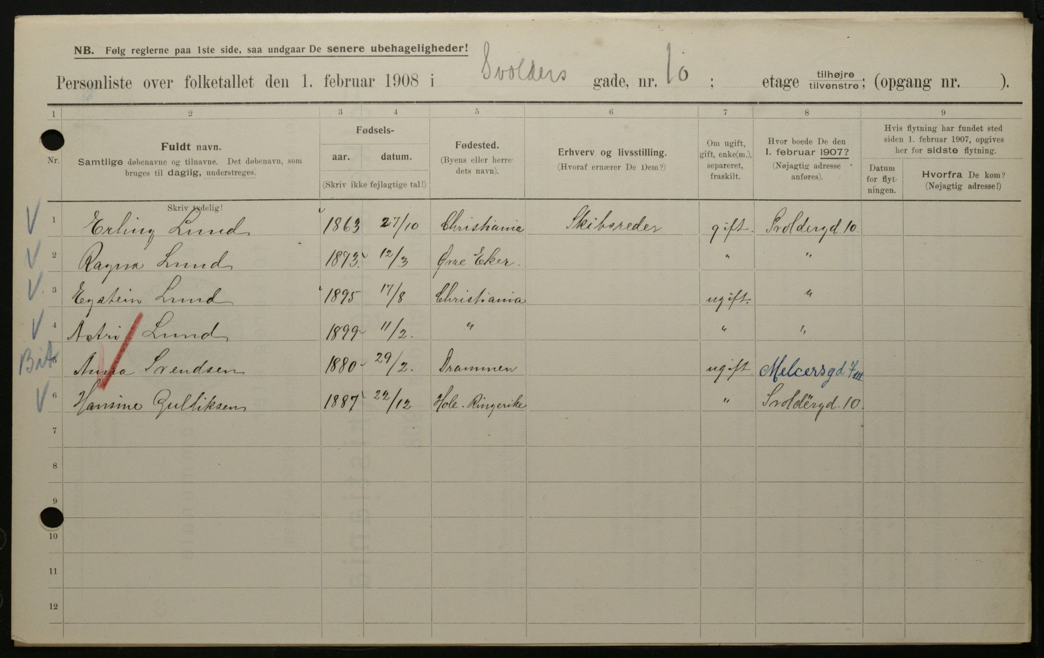 OBA, Municipal Census 1908 for Kristiania, 1908, p. 95539