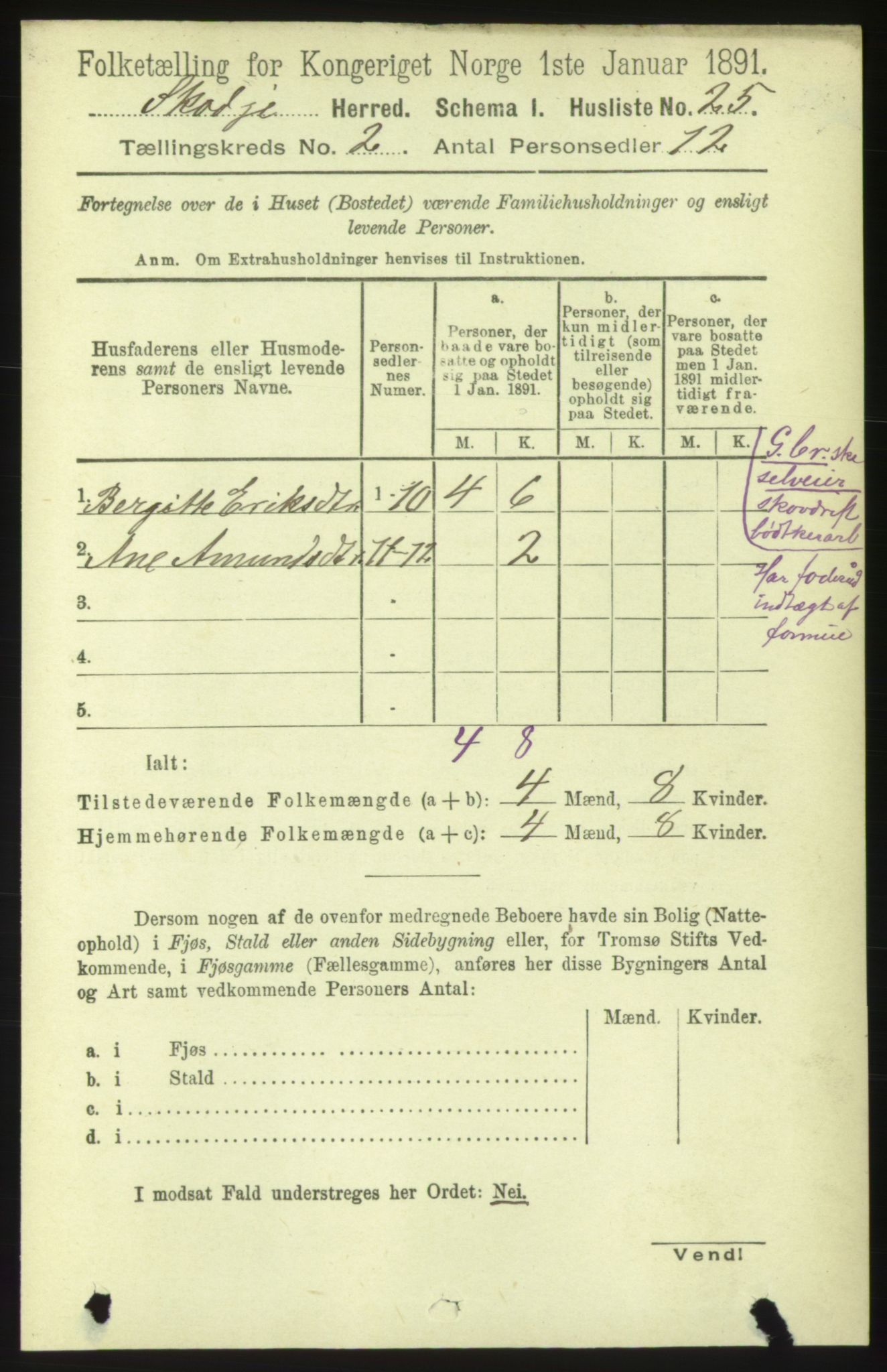 RA, 1891 census for 1529 Skodje, 1891, p. 271