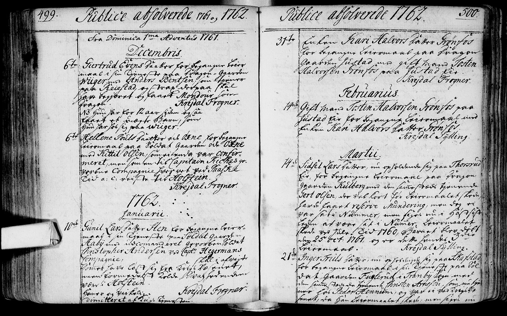 Lier kirkebøker, SAKO/A-230/F/Fa/L0004: Parish register (official) no. I 4, 1749-1764, p. 499-500