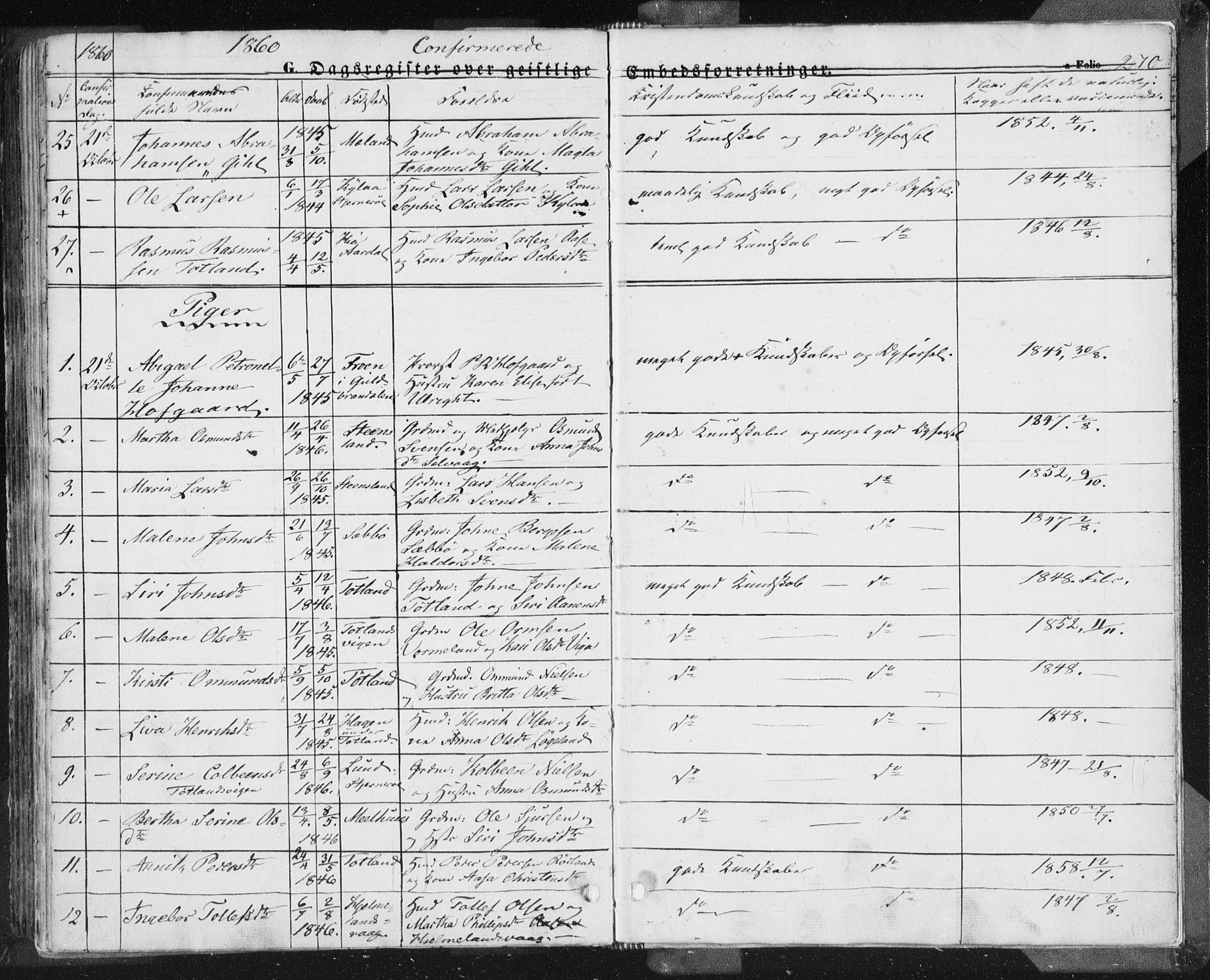 Hjelmeland sokneprestkontor, AV/SAST-A-101843/01/IV/L0009: Parish register (official) no. A 9, 1846-1860, p. 270