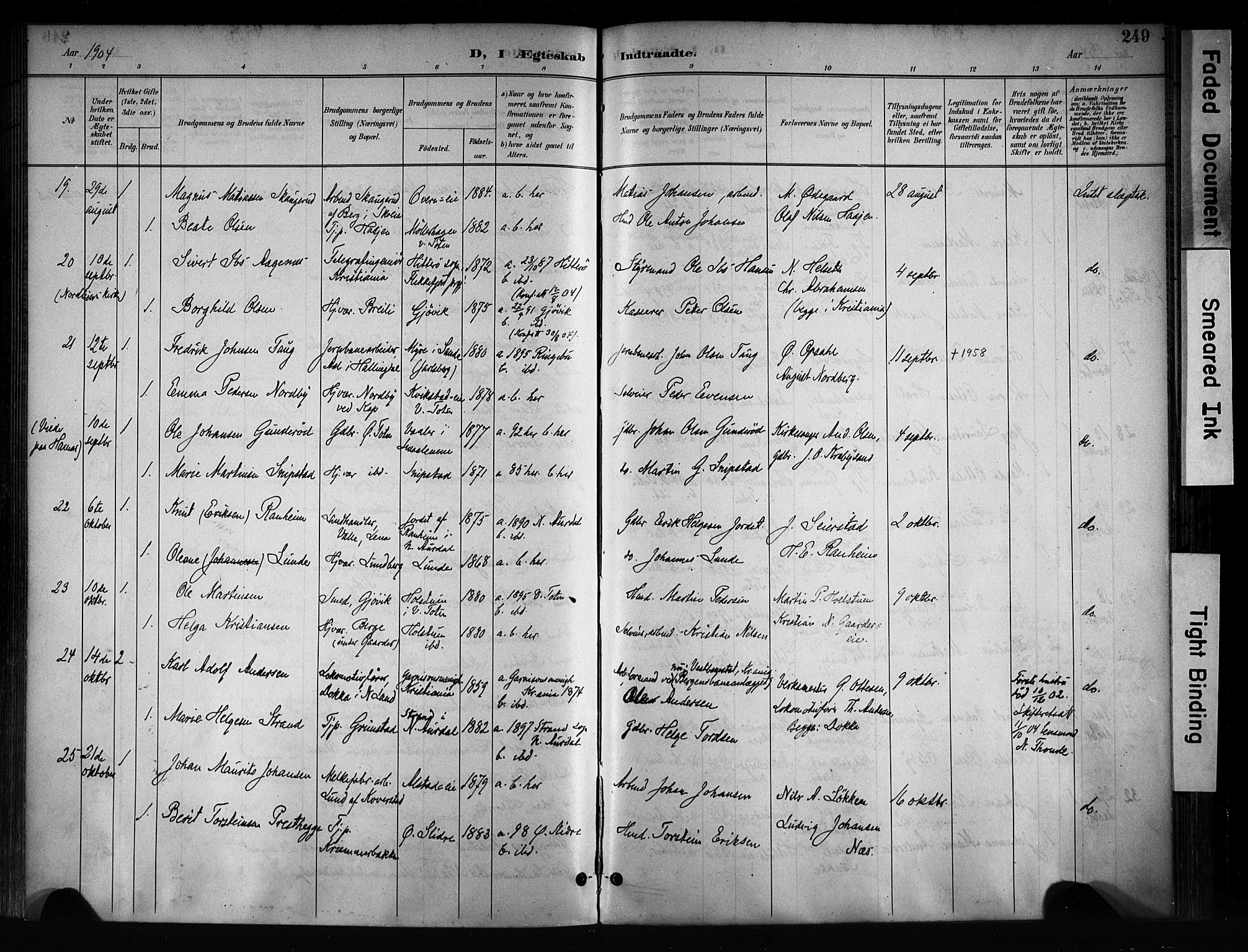 Østre Toten prestekontor, AV/SAH-PREST-104/H/Ha/Haa/L0008: Parish register (official) no. 8, 1897-1909, p. 249