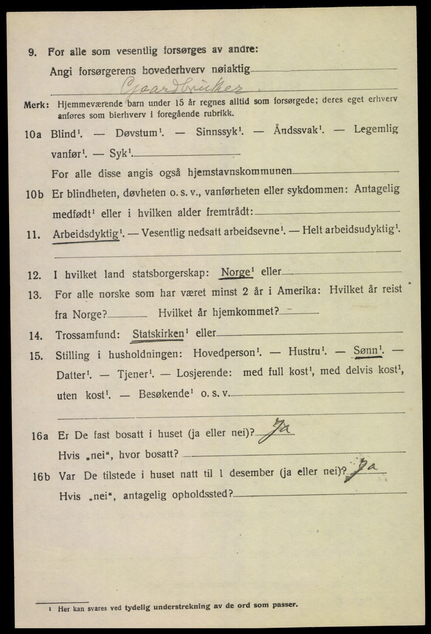 SAK, 1920 census for Lyngdal, 1920, p. 4630