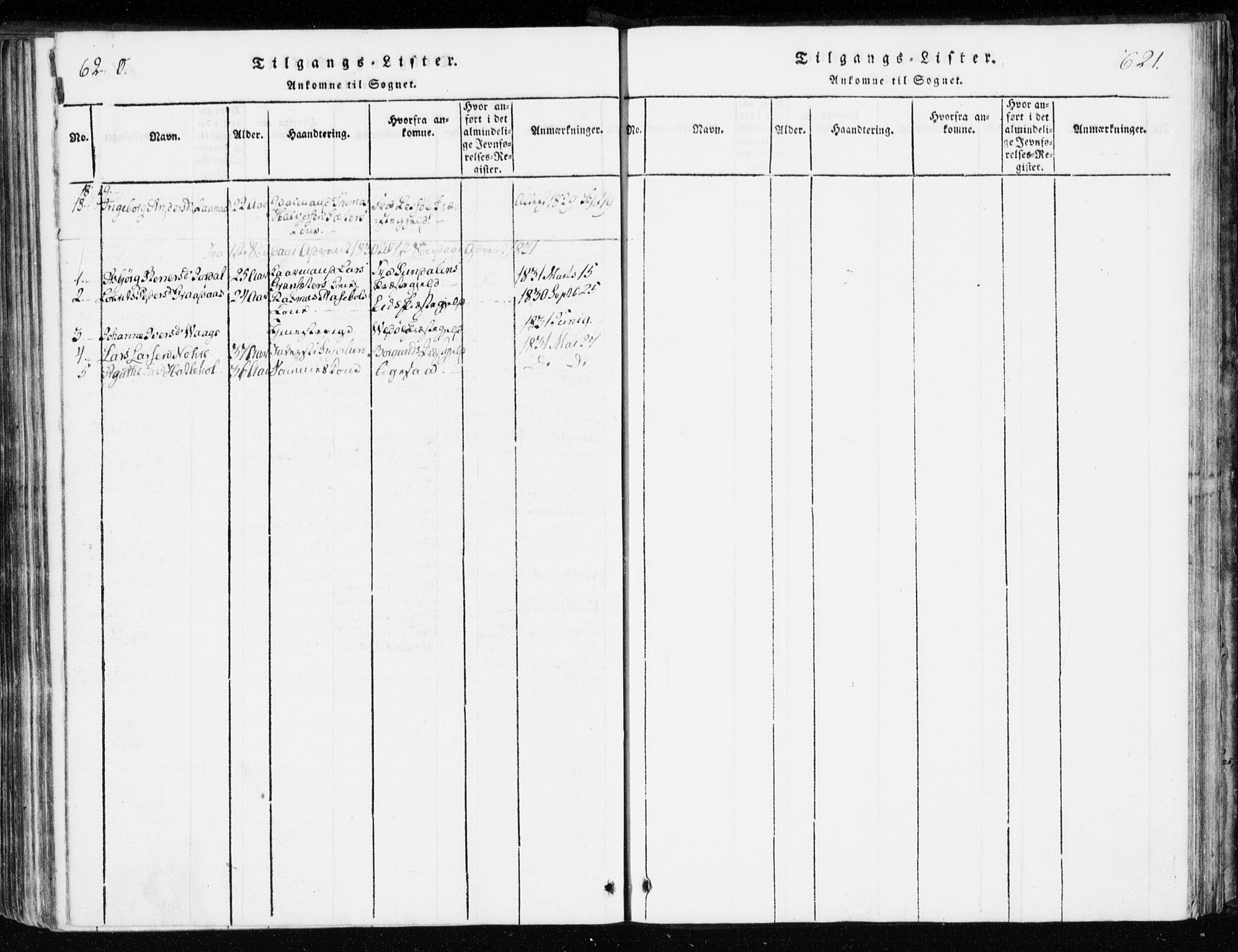 Ministerialprotokoller, klokkerbøker og fødselsregistre - Møre og Romsdal, SAT/A-1454/551/L0623: Parish register (official) no. 551A03, 1818-1831, p. 620-621