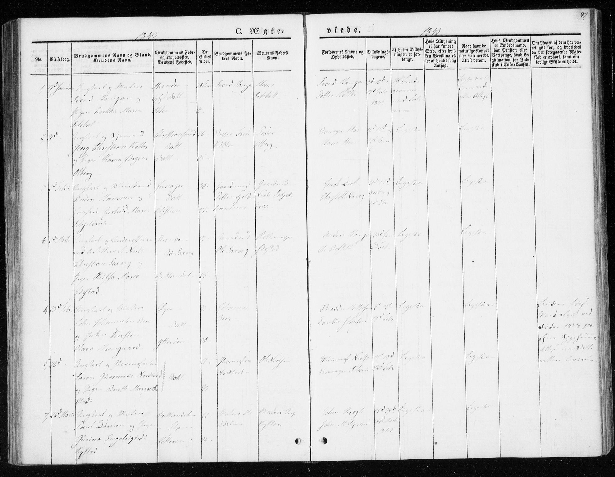 Ministerialprotokoller, klokkerbøker og fødselsregistre - Sør-Trøndelag, SAT/A-1456/604/L0183: Parish register (official) no. 604A04, 1841-1850, p. 97
