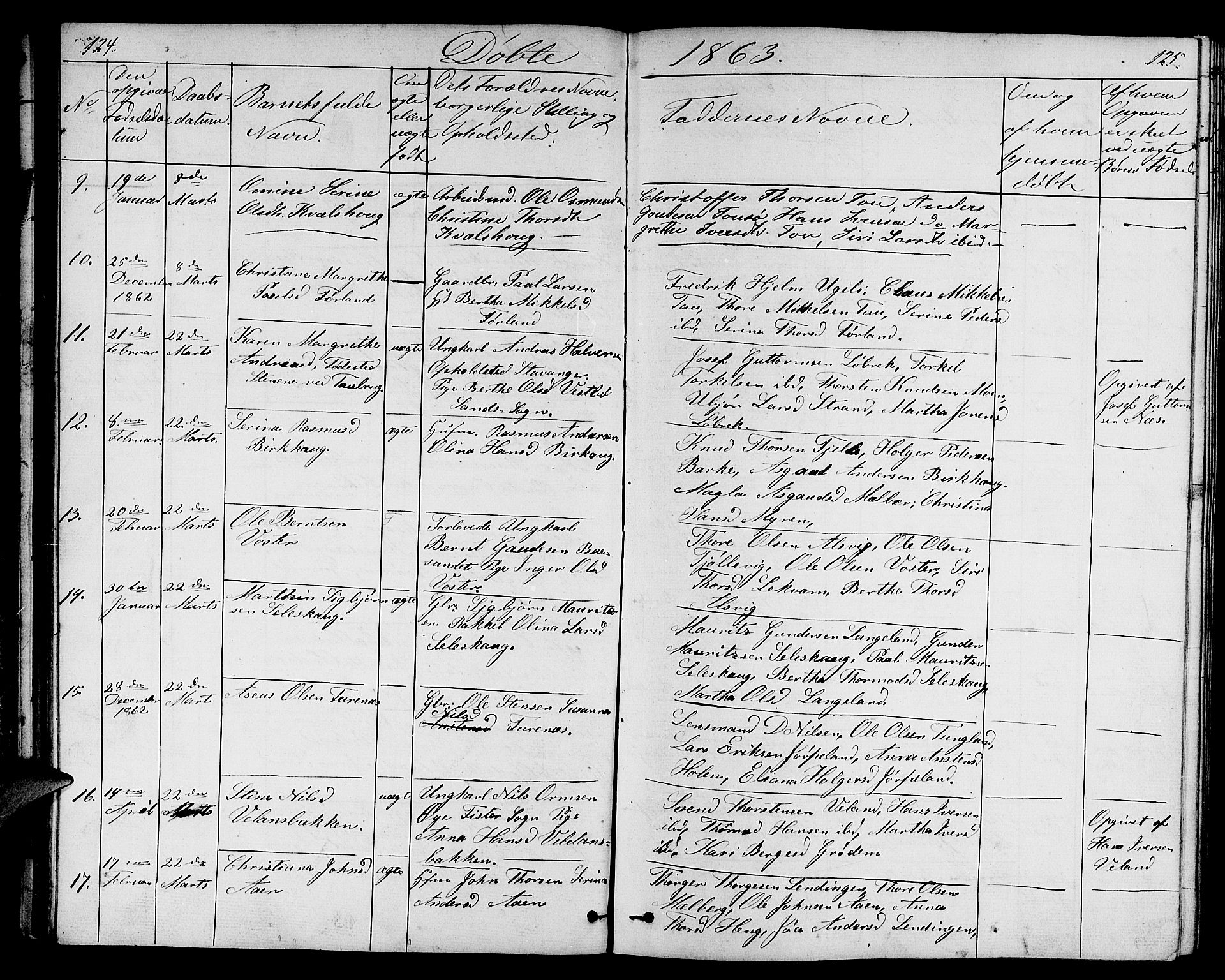 Strand sokneprestkontor, AV/SAST-A-101828/H/Ha/Hab/L0003: Parish register (copy) no. B 3, 1855-1881, p. 124-125