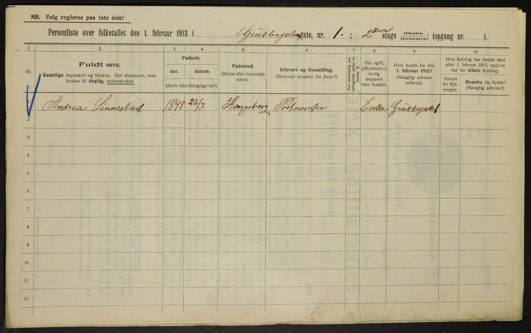 OBA, Municipal Census 1913 for Kristiania, 1913, p. 30255