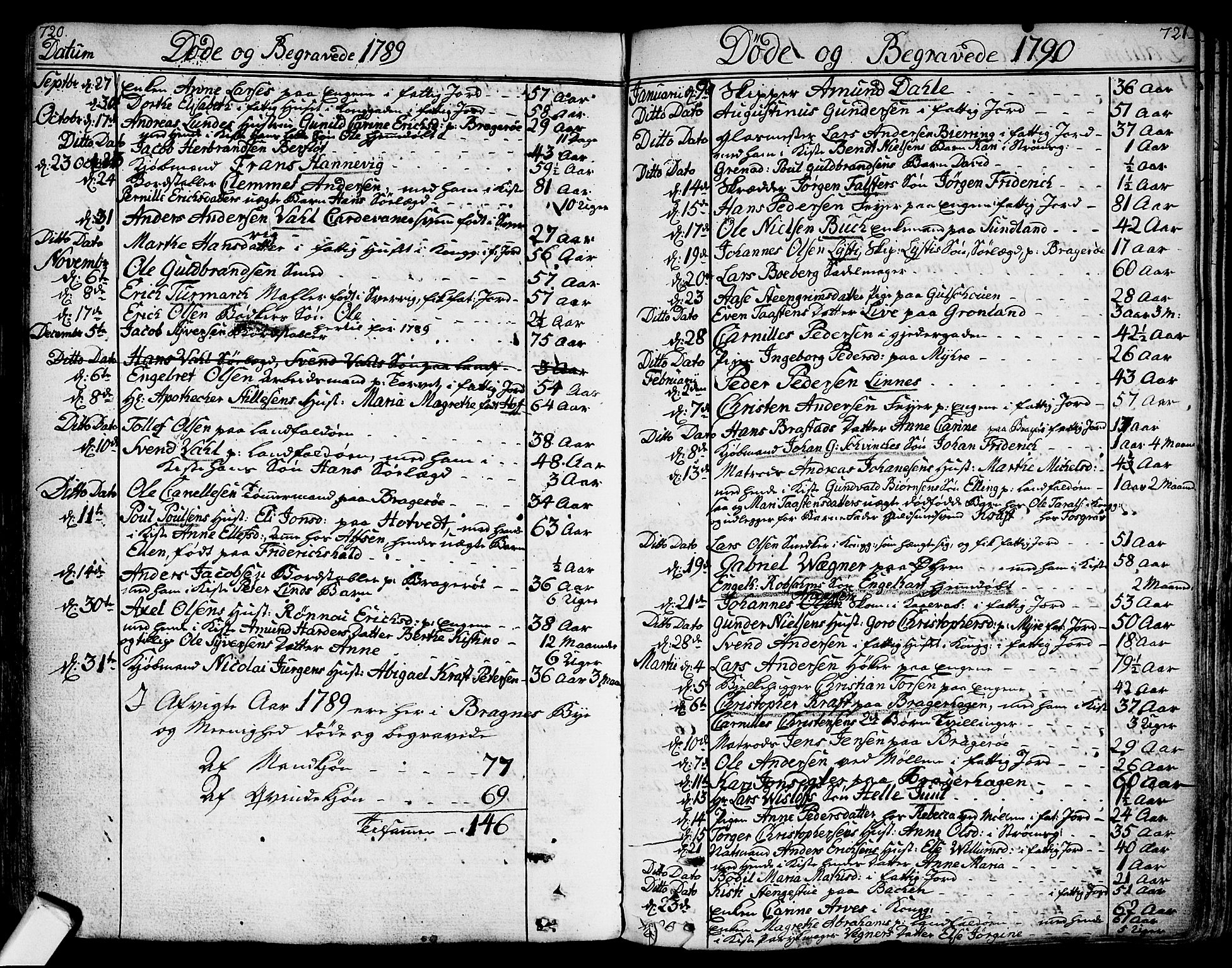 Bragernes kirkebøker, AV/SAKO-A-6/F/Fa/L0006a: Parish register (official) no. I 6, 1782-1814, p. 720-721