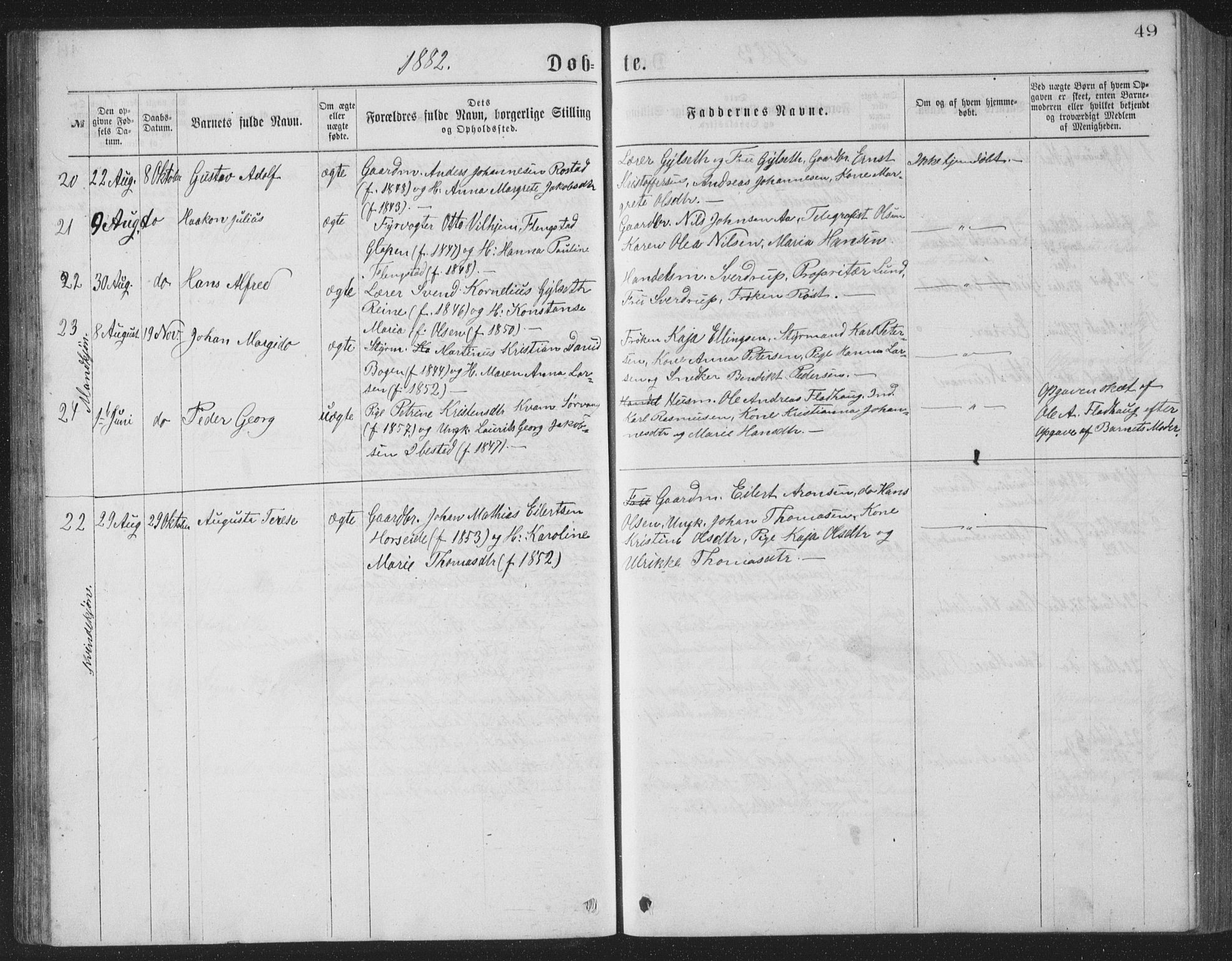 Ministerialprotokoller, klokkerbøker og fødselsregistre - Nordland, AV/SAT-A-1459/886/L1225: Parish register (copy) no. 886C02, 1874-1896, p. 49
