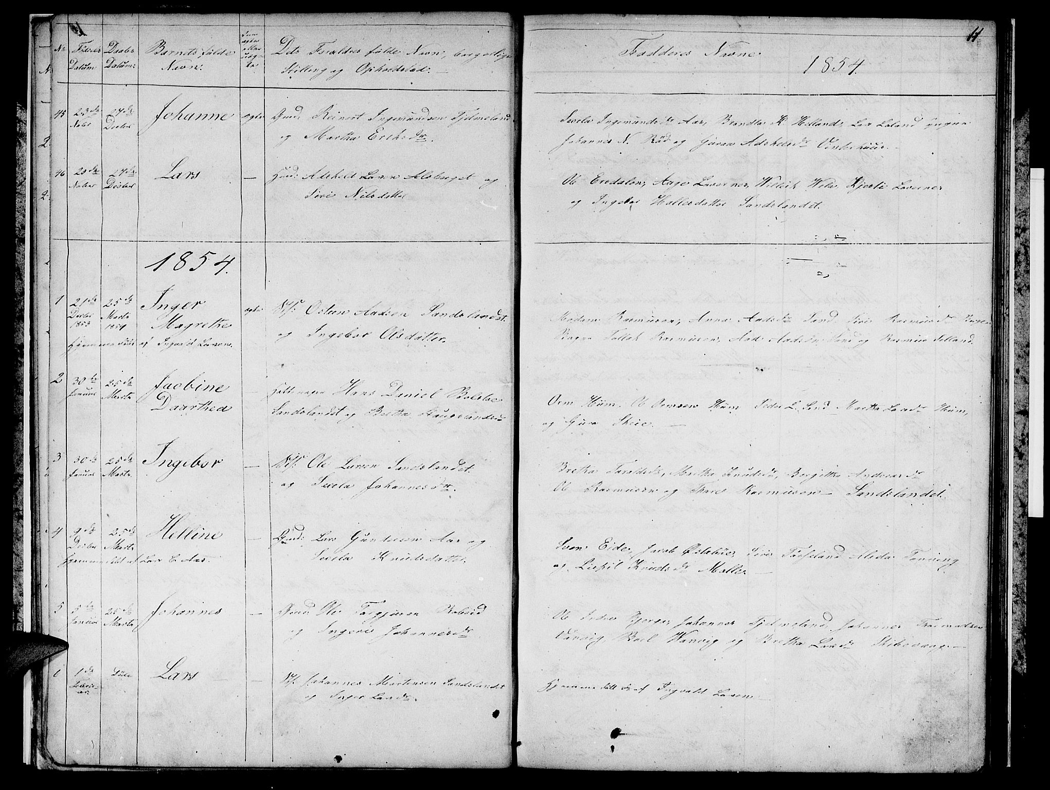 Sand sokneprestkontor, AV/SAST-A-101848/01/IV/L0002: Parish register (copy) no. B 2, 1852-1871, p. 11