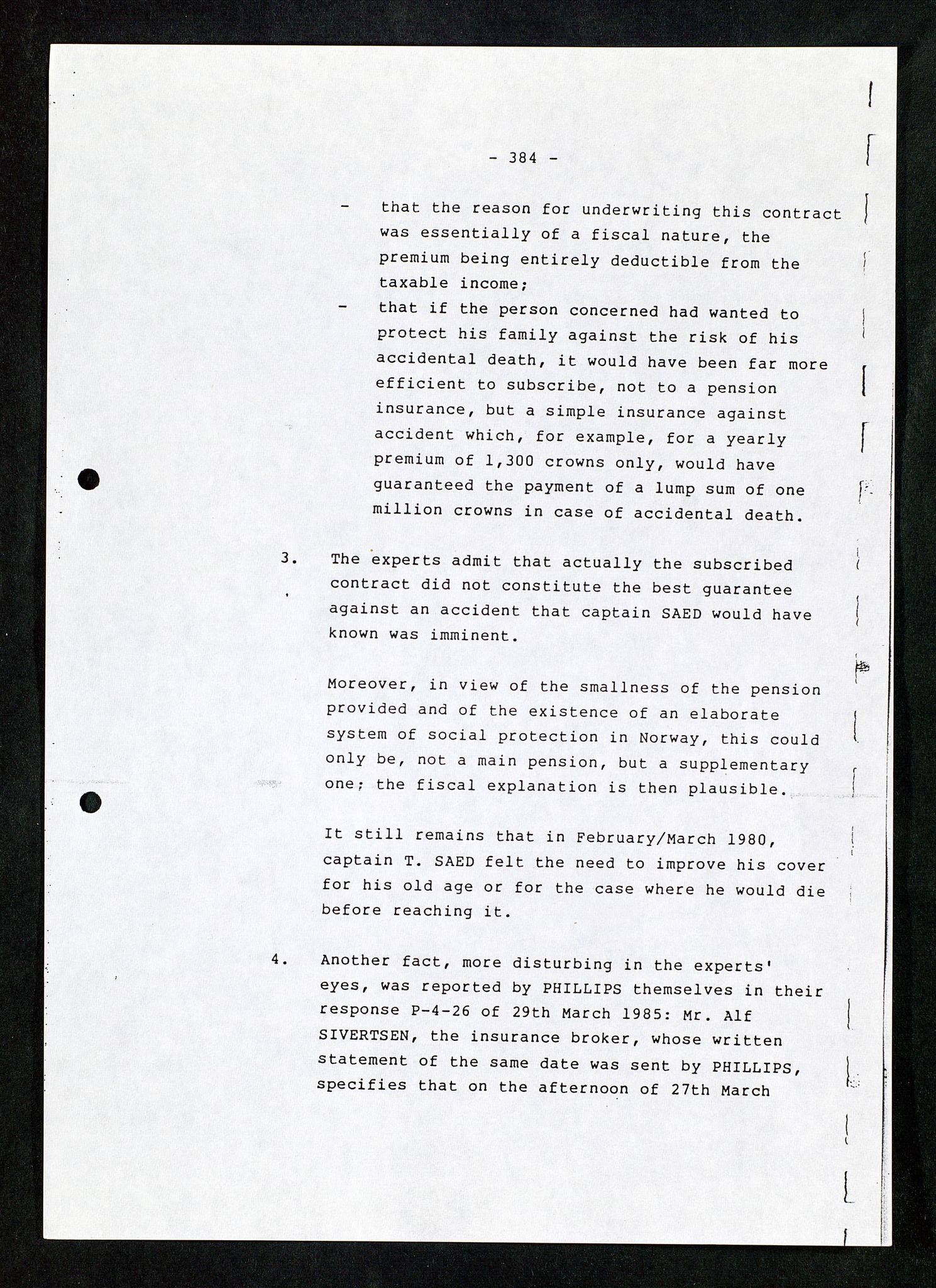 Pa 1503 - Stavanger Drilling AS, AV/SAST-A-101906/Da/L0007: Alexander L. Kielland - Rettssak i Paris, 1982-1988, p. 384