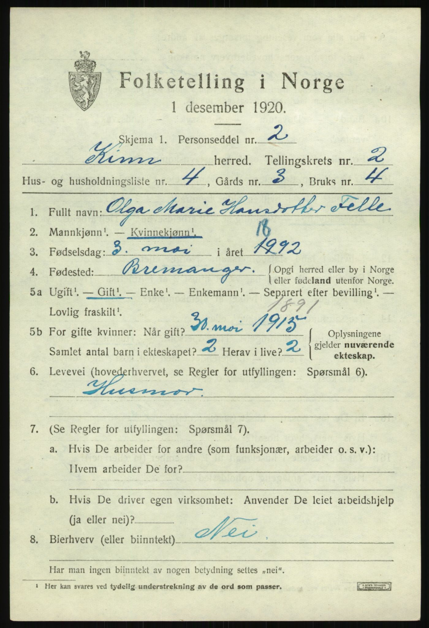 SAB, 1920 census for Kinn, 1920, p. 1969