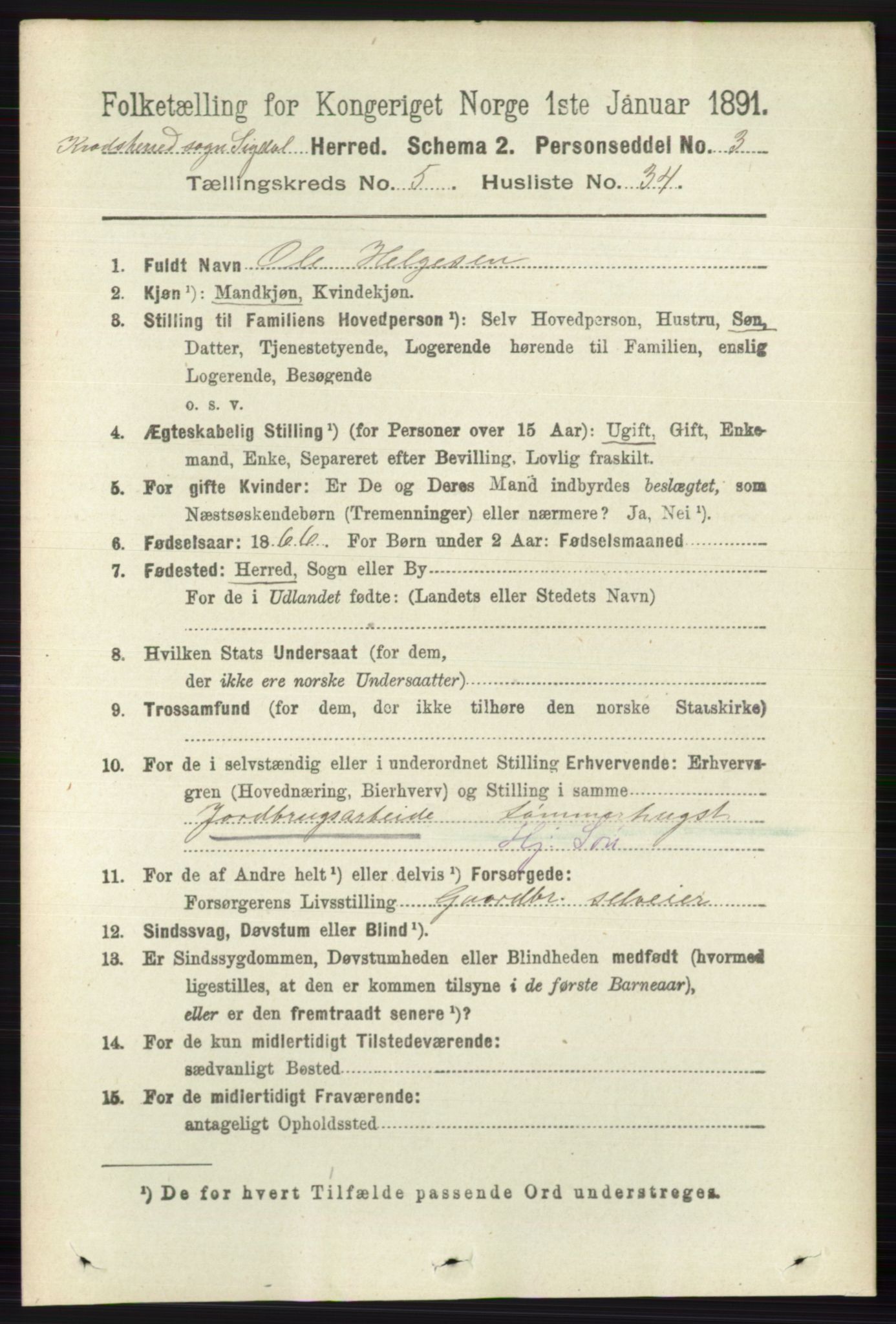 RA, 1891 census for 0621 Sigdal, 1891, p. 6501