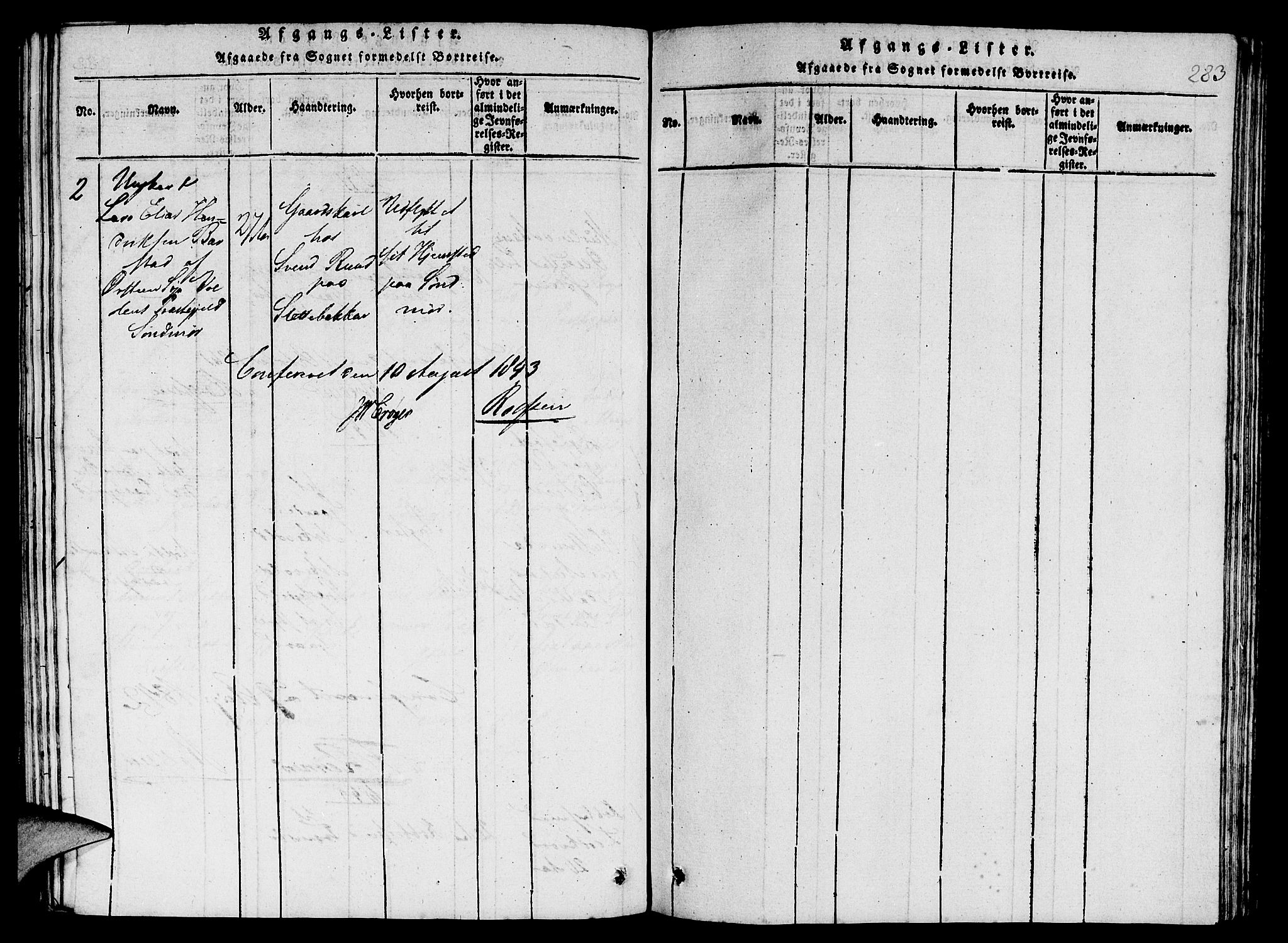 St. Jørgens hospital og Årstad sokneprestembete, AV/SAB-A-99934: Parish register (copy) no. A 1, 1816-1843, p. 283