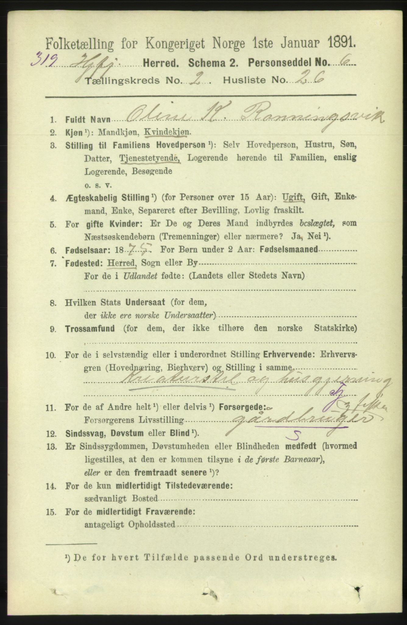 RA, 1891 census for 1522 Hjørundfjord, 1891, p. 433