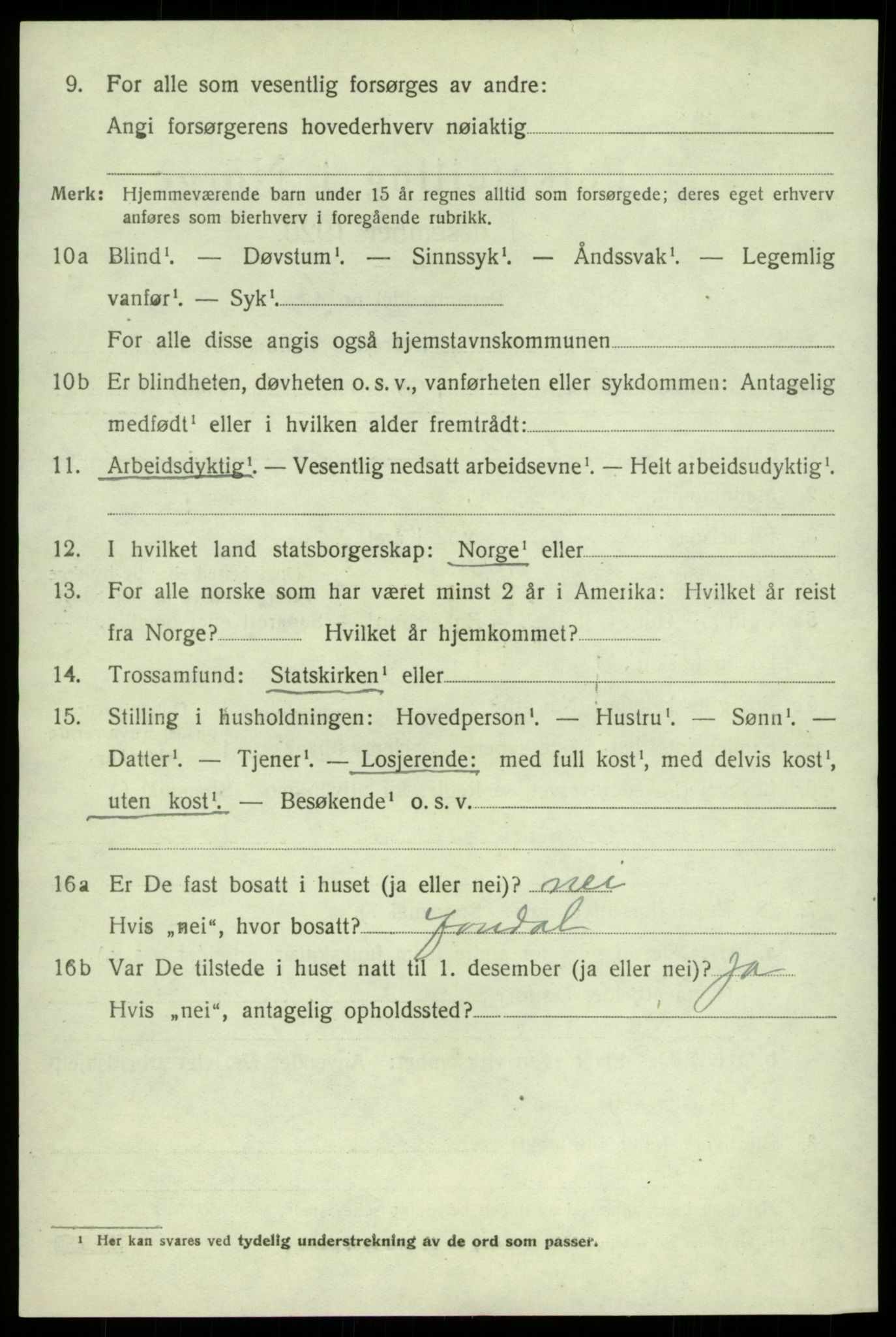 SAB, 1920 census for Jondal, 1920, p. 2201