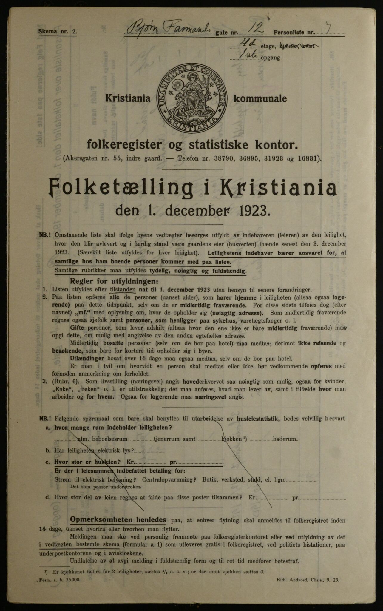 OBA, Municipal Census 1923 for Kristiania, 1923, p. 7733