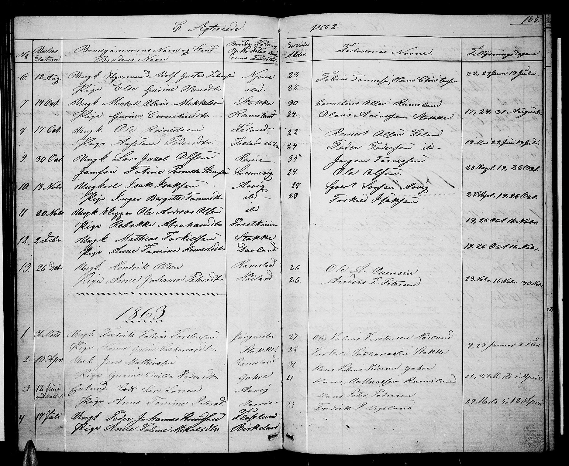 Sør-Audnedal sokneprestkontor, SAK/1111-0039/F/Fb/Fba/L0002: Parish register (copy) no. B 2, 1853-1878, p. 135