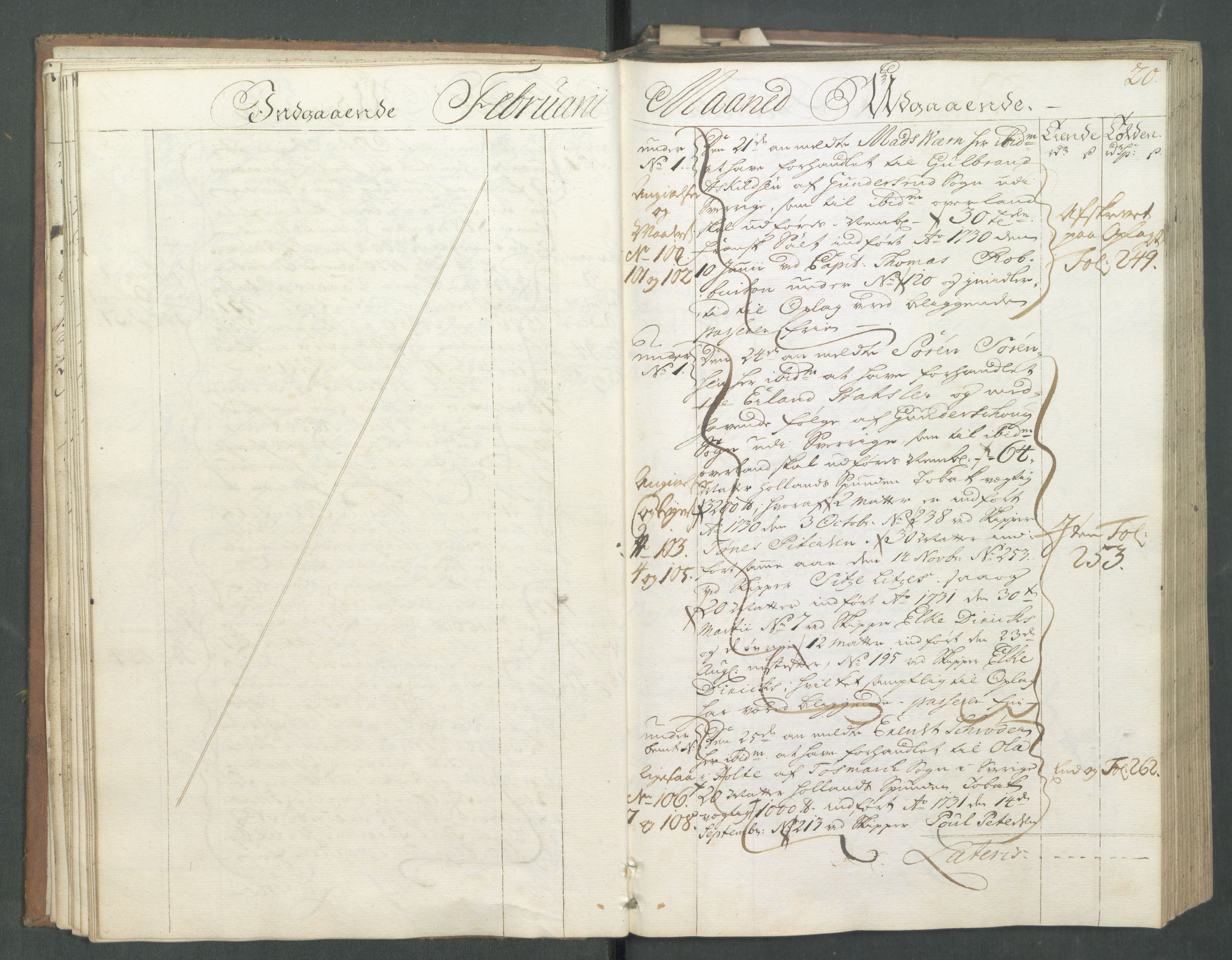 Generaltollkammeret, tollregnskaper, AV/RA-EA-5490/R01/L0008/0001: Tollregnskaper Fredrikshald / Hovedtollbok, 1733, p. 19b-20a